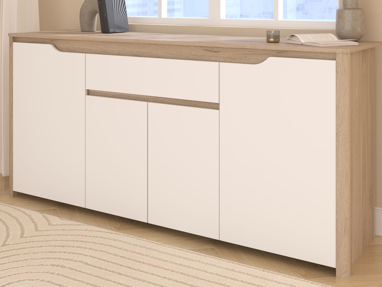 Mobistoxx Dressoir WENZABIA 4 deuren en 1 lade dakota eik/wit