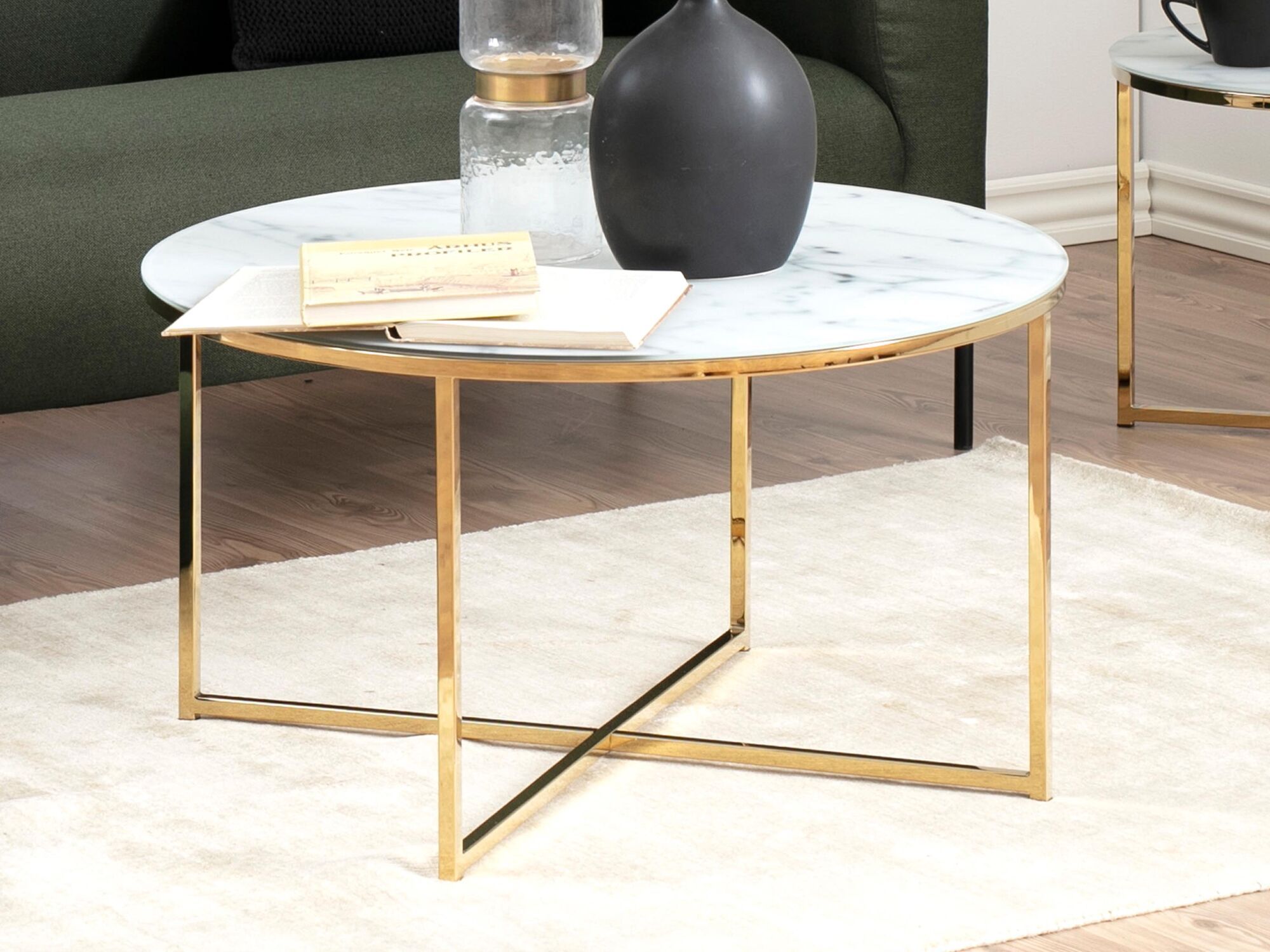Mobistoxx Ronde salontafel ALISTA marmer wit goud