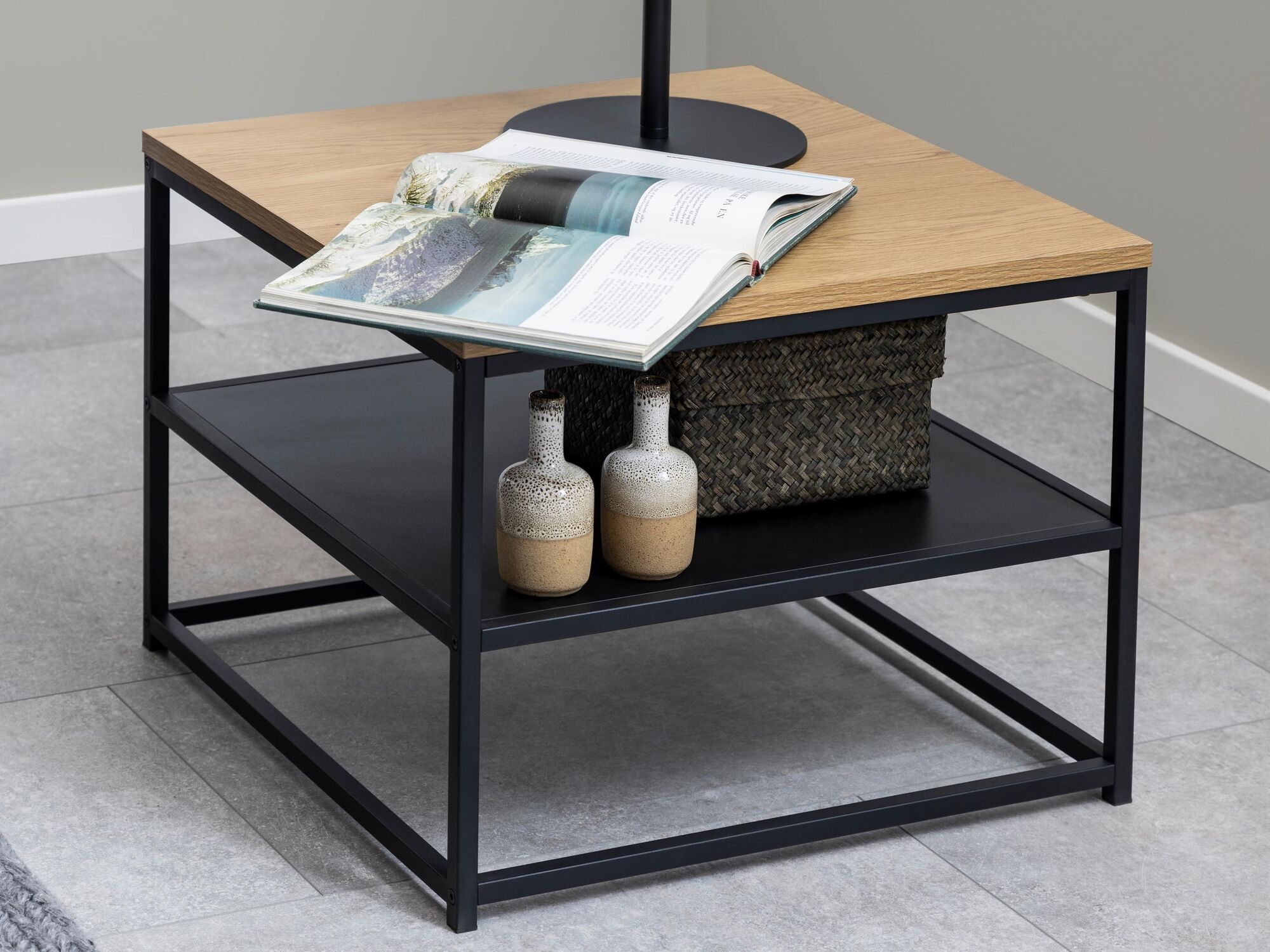 Mobistoxx Vierkante salontafel GINNA 55 cm zwart wilde eik