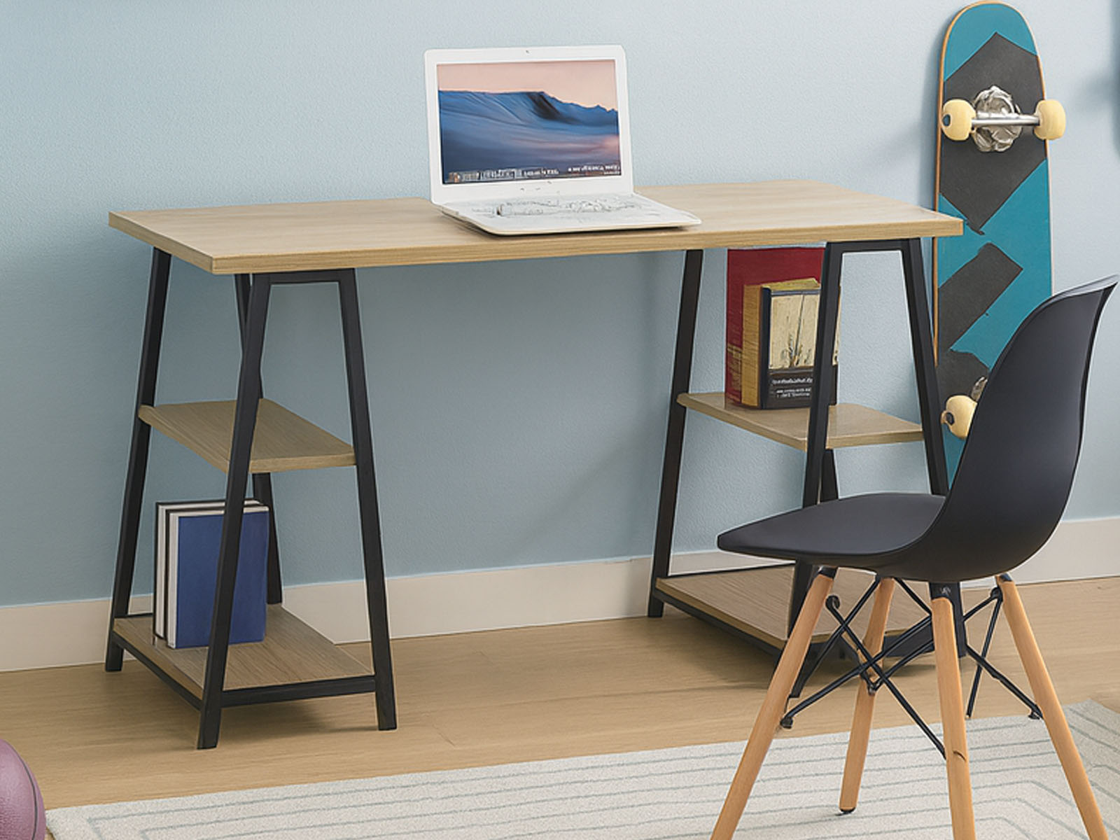 Bureau MALI 4 legplanken sonoma/zwart afbeelding