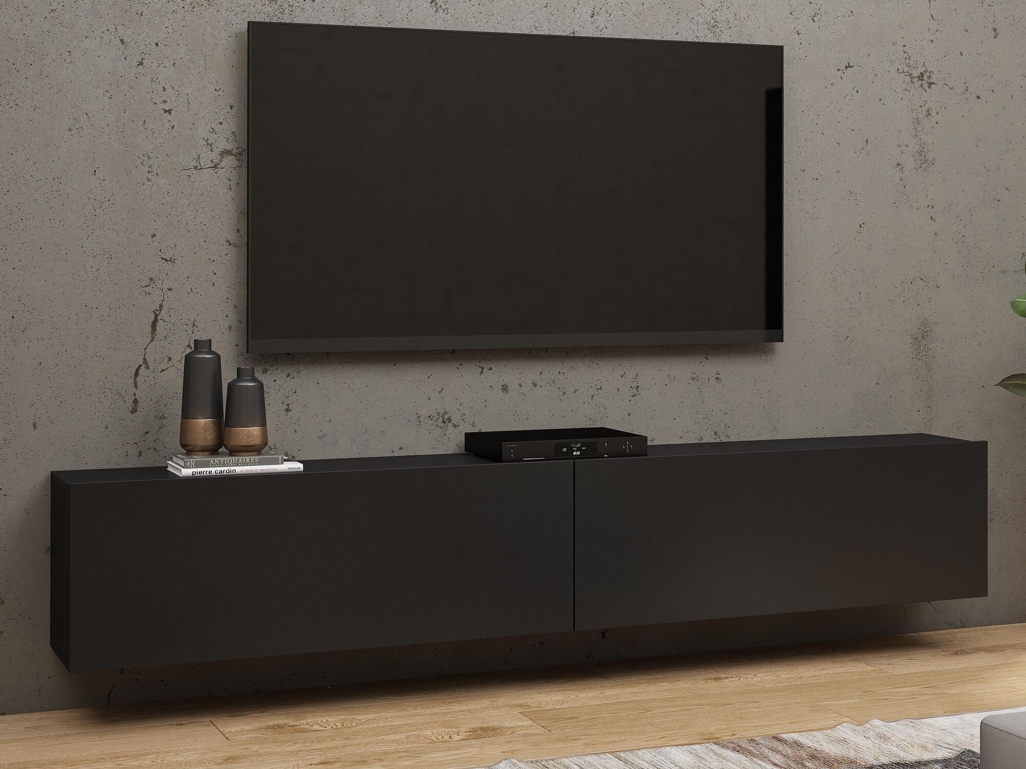 Tv-meubel AVATAR 2 deuren zwart zonder led 