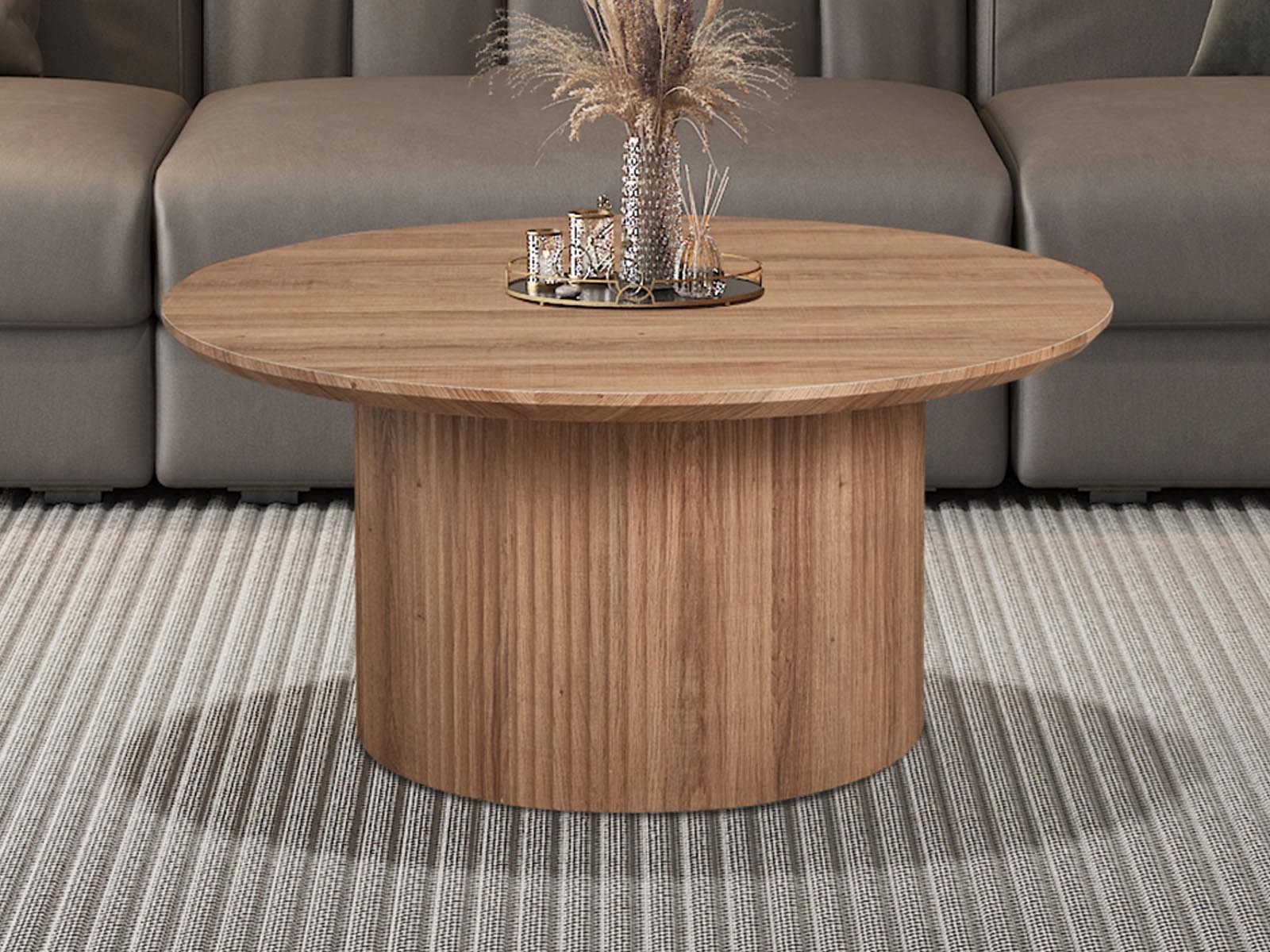 Ronde salontafel LARUSSO 80 cm oud eike