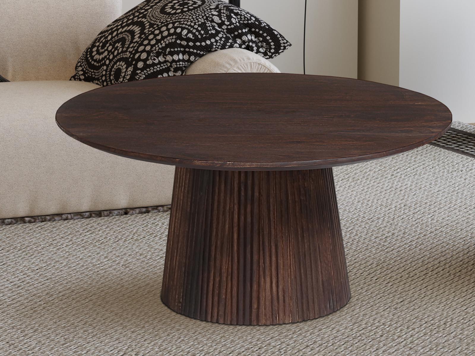 Ronde salontafel MIGADON 80 cm donkerbruin 