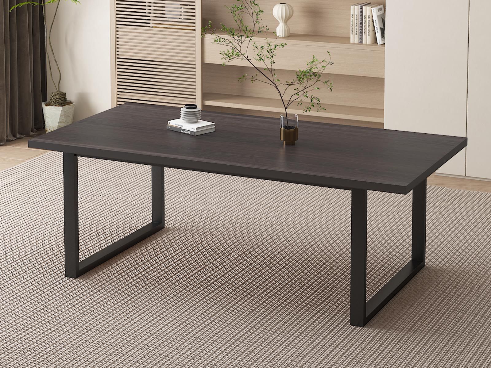 Rechthoekige eettafel ALEMARA 200 cm donkerbruin 