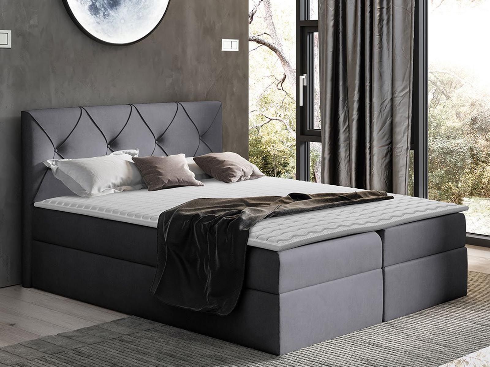 Boxspring CRYSTALO 160x200 cm donkergrijs