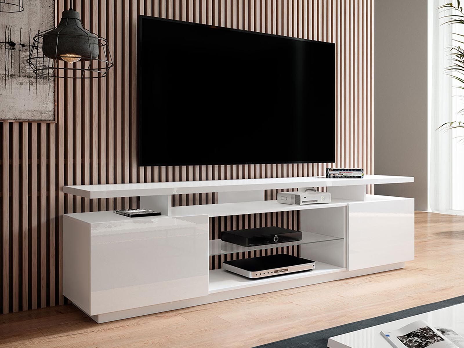Tv-meubel EVOPE 2 deuren wit/hoogglans zonder led