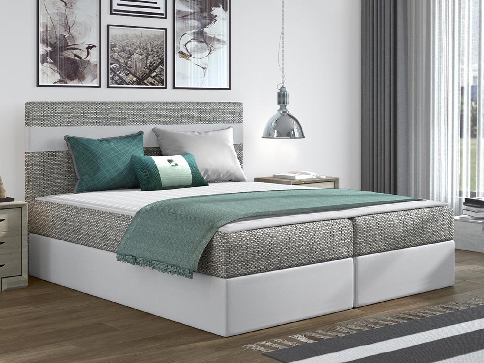Boxspring MODUS 140x200 cm wit/grijs