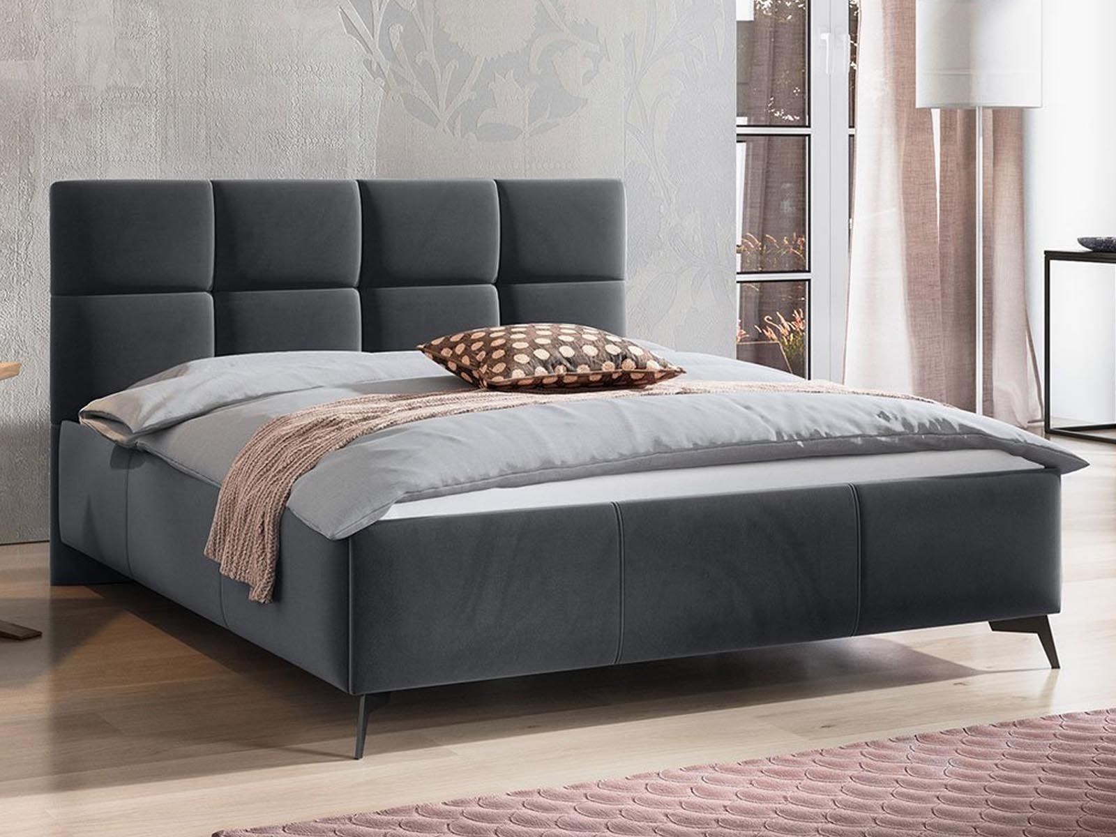 Tweepersoonsbed GENOA 160x200 cm grijs 
