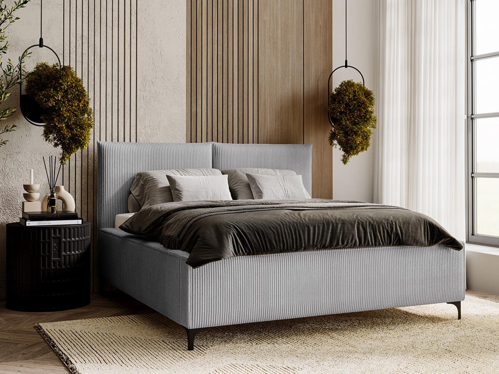 Tweepersoonsbed LEONTIEN 140x200 cm lichtgrijs