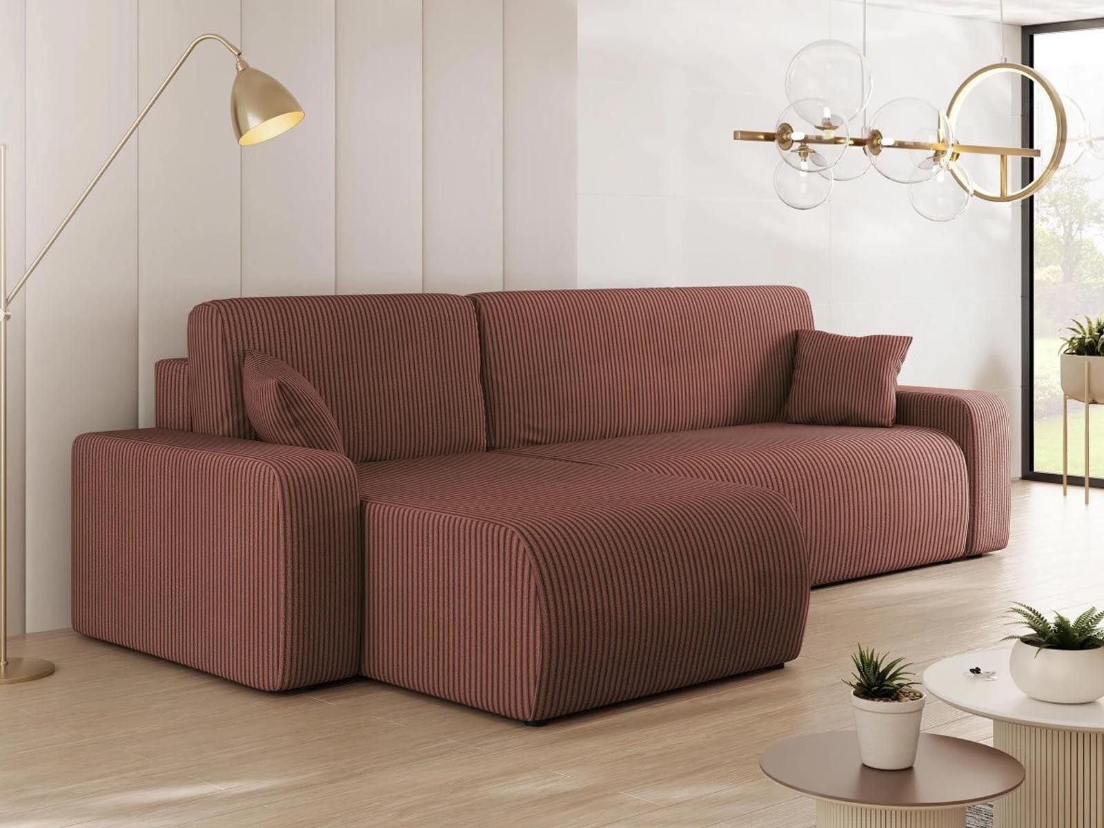 Hoekbank MOZART met longchair links roze
