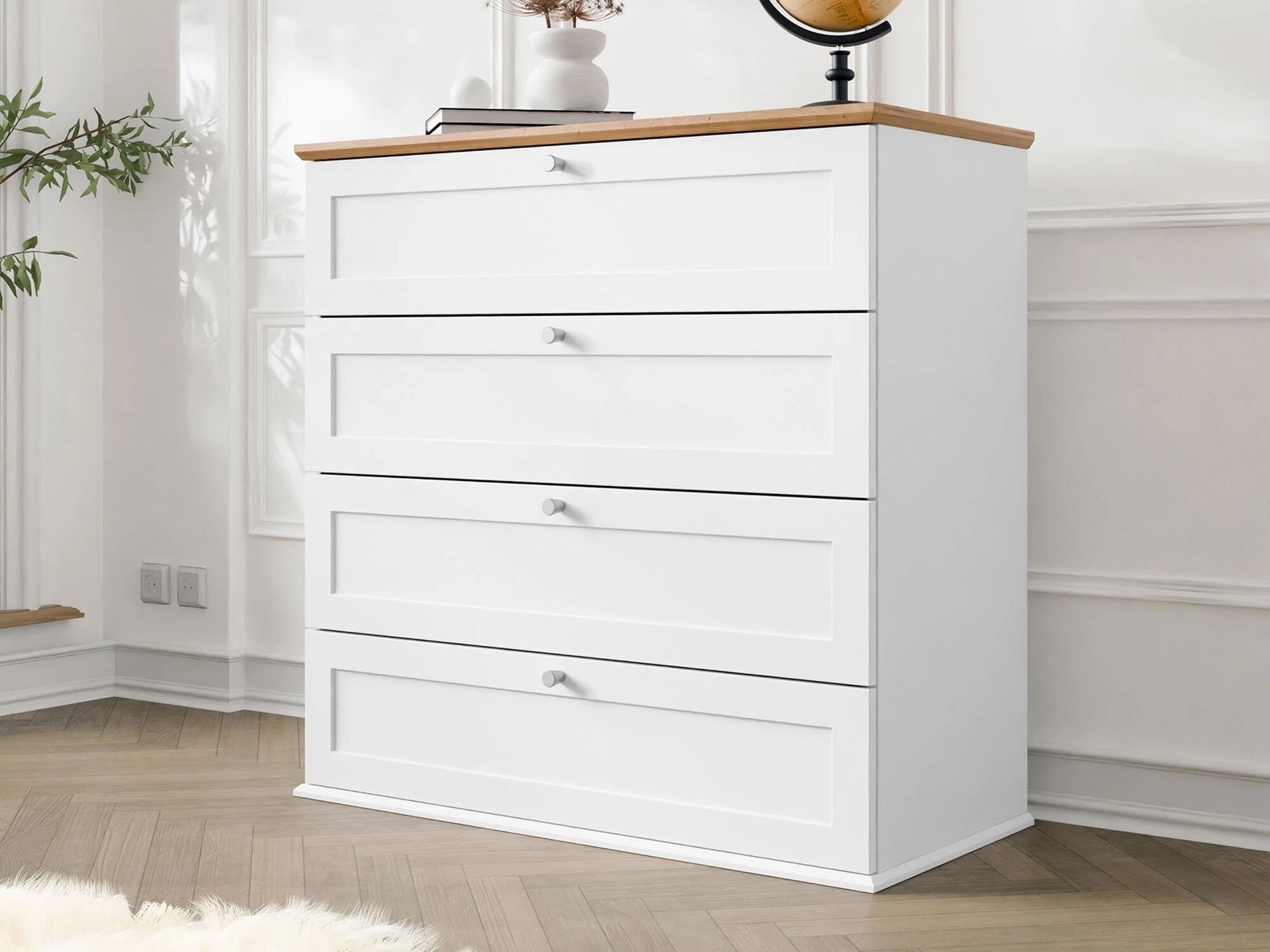 Mobistoxx Commode GACARIO 4 lades wit eik