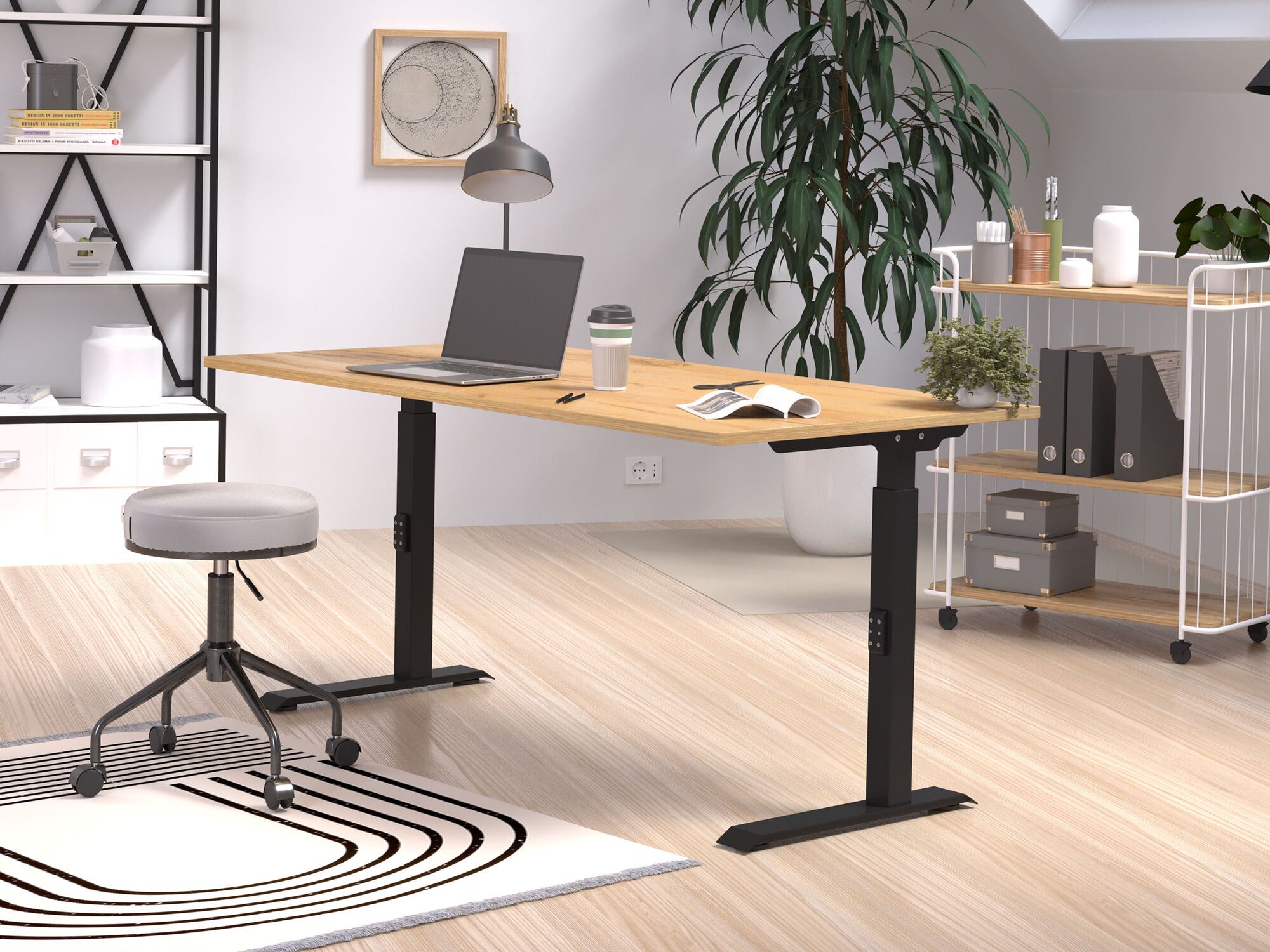 Elektrisch verstelbaar bureau ROBERT 160 cm navarra eik/zwart