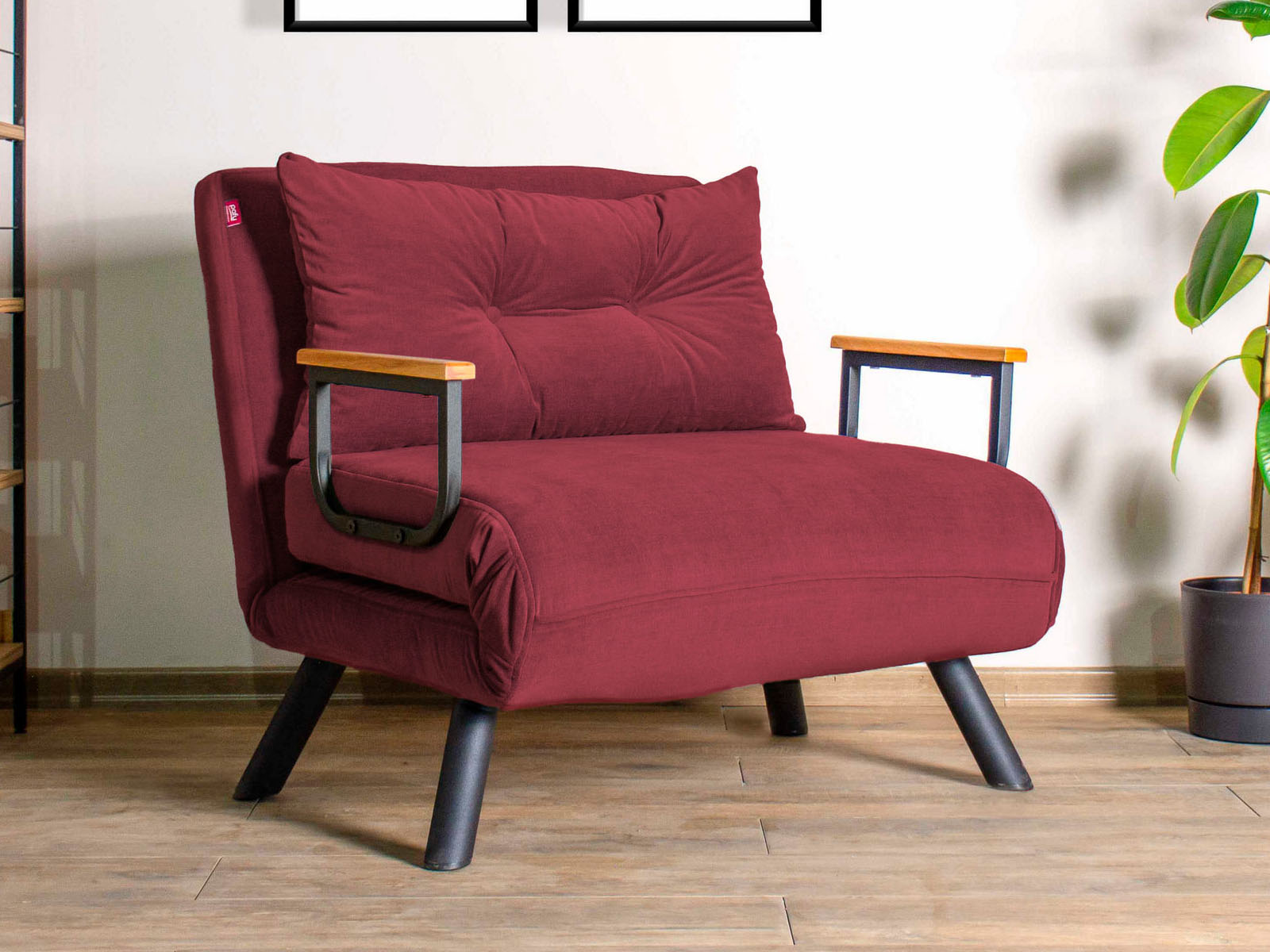 Converteerbare fauteuil SANDERO 1 plaats stof rood