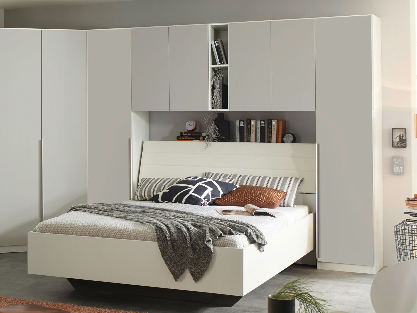 Brugkast ELVIS 160 cm zijde grijs/wit met boekenkasten