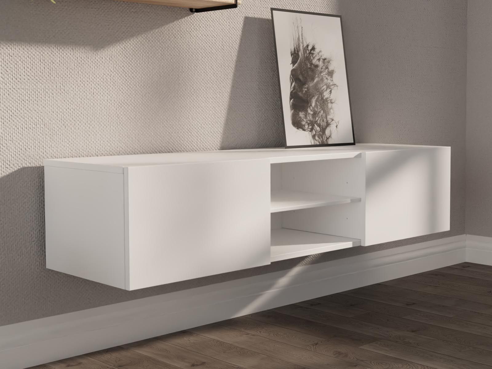 Tv-meubel AURORE 2 deuren mat wit 