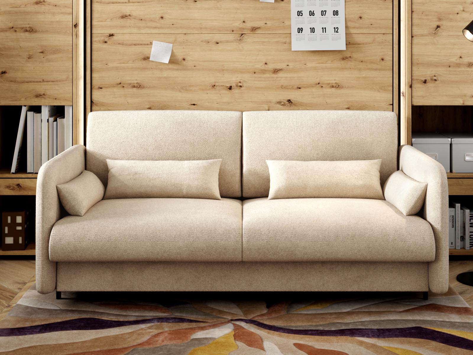 Uitklapbare zetel CONCEPTION PRO 2 plaatsen beige stof 