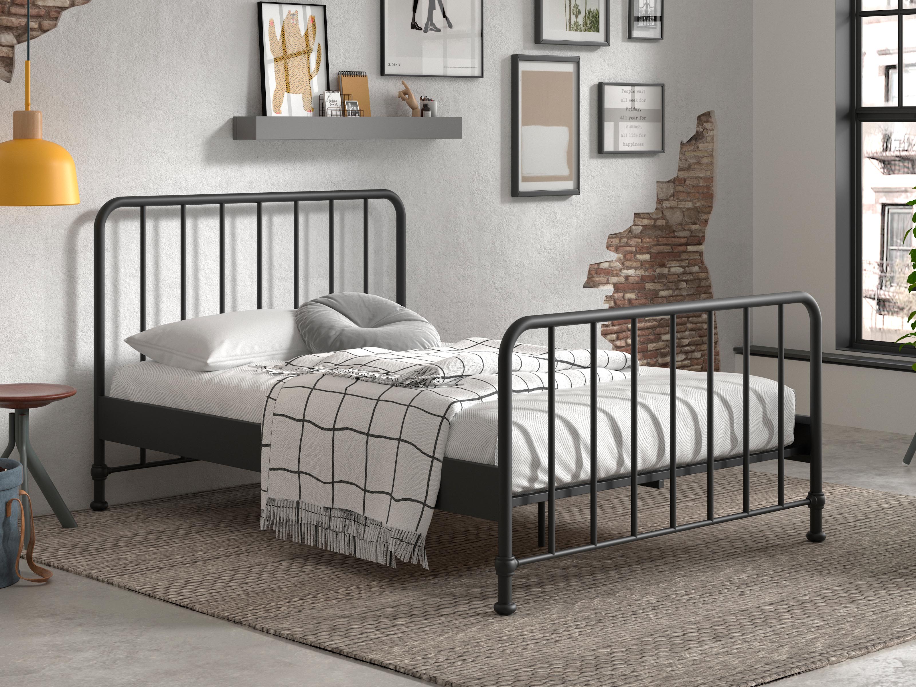 Tweepersoonsbed OONA 140x200 cm zwart