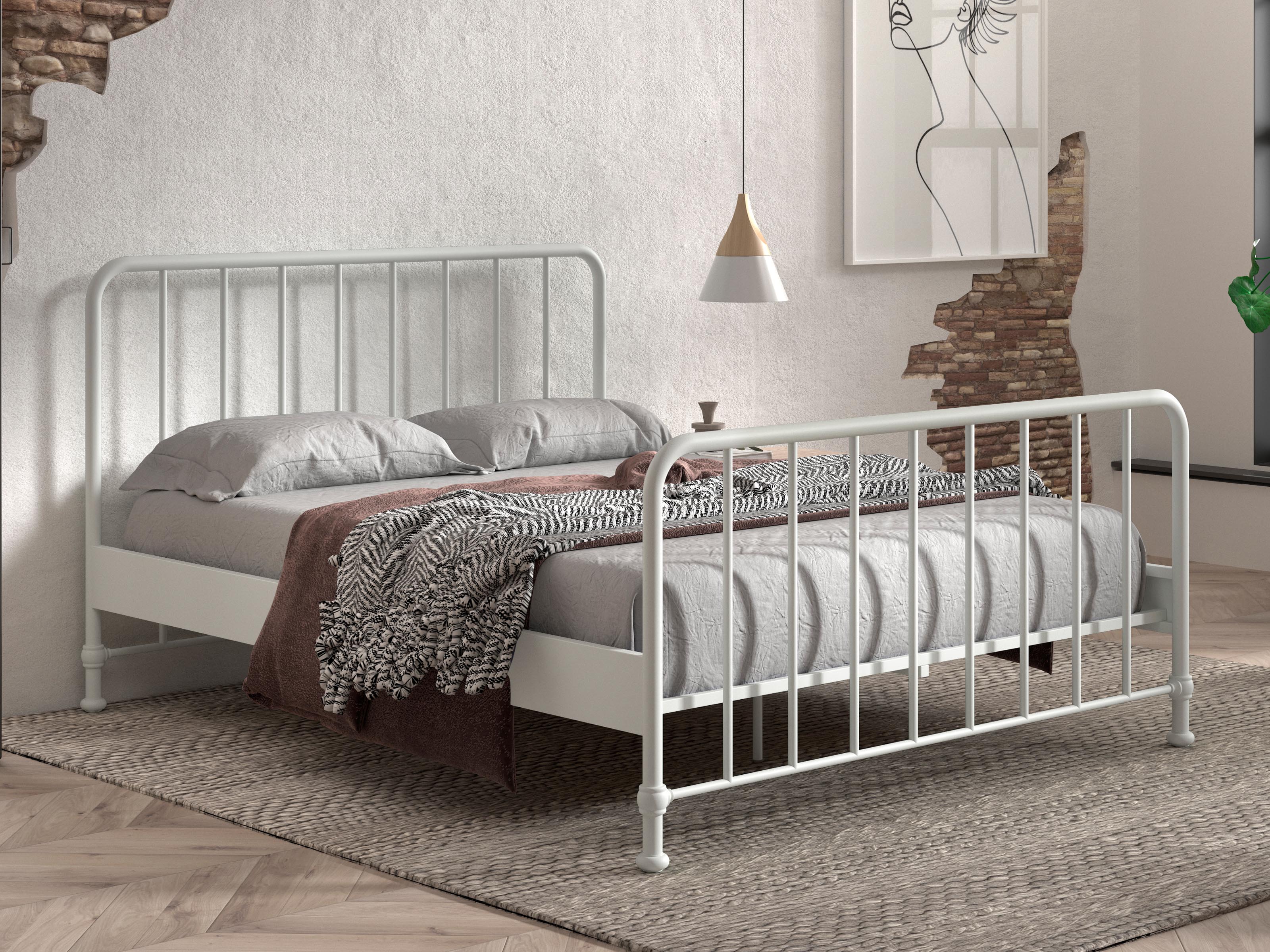Tweepersoonsbed OONA 160x200 cm wit 