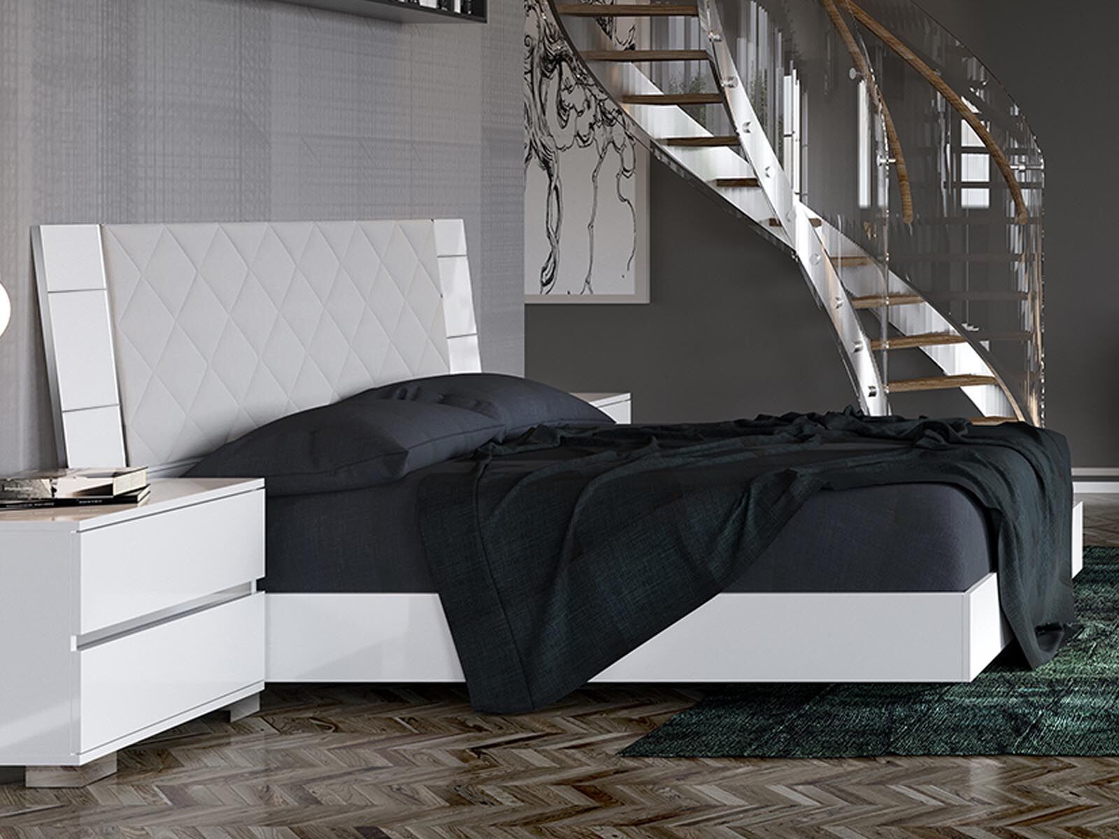 Bed UTOPIA DELUXE I 180x200 cm hoogglans wit