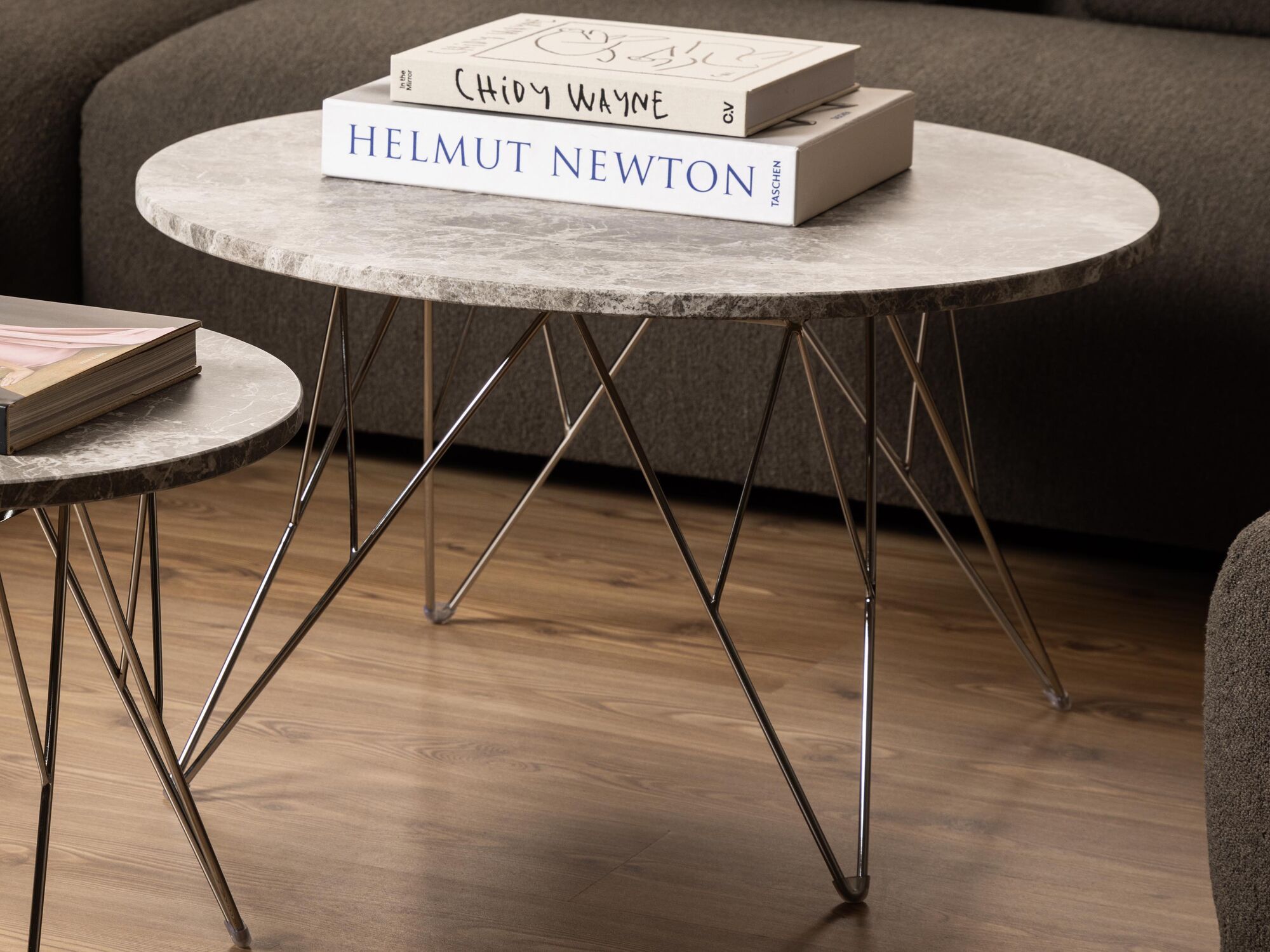 Mobistoxx Ronde salontafel PLUNIA Ø80 cm grijs bruin marmer