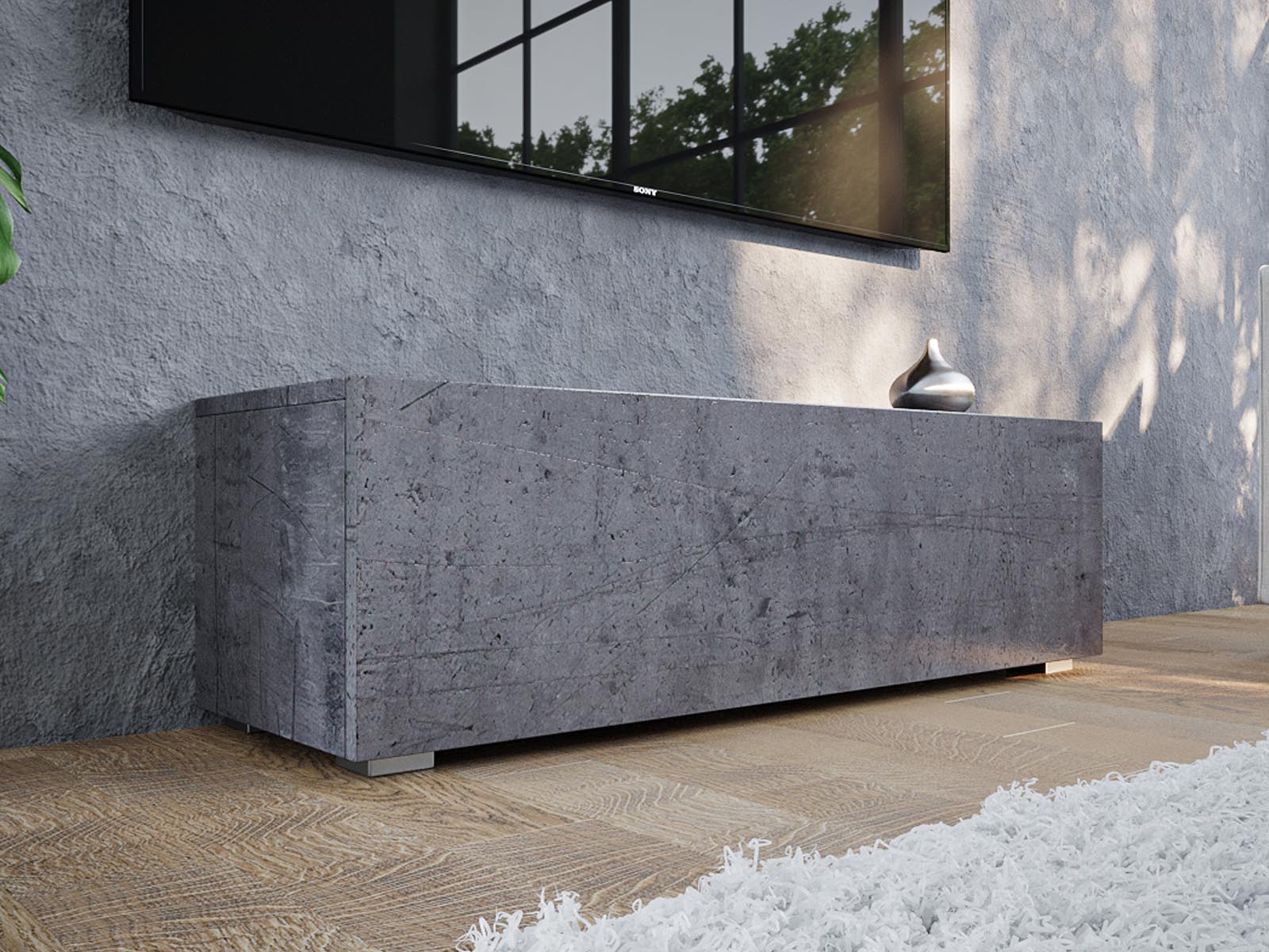 Mobistoxx Tv-meubel KINGSTON 1 klapdeur 105 cm beton zonder salontafel