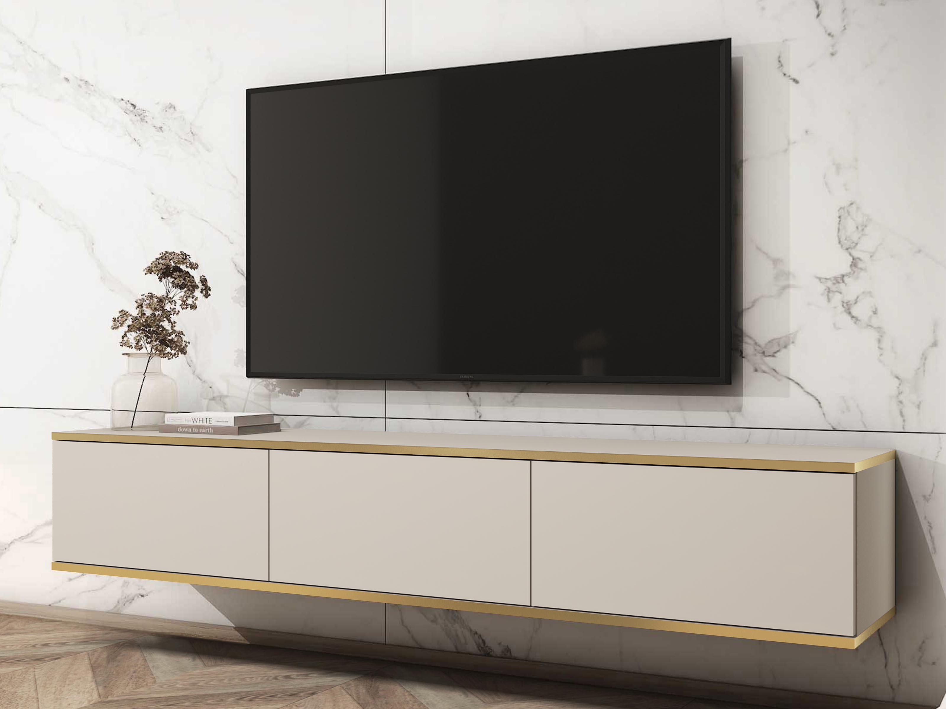 Tv-meubel OROKI 3 klapdeuren beige 