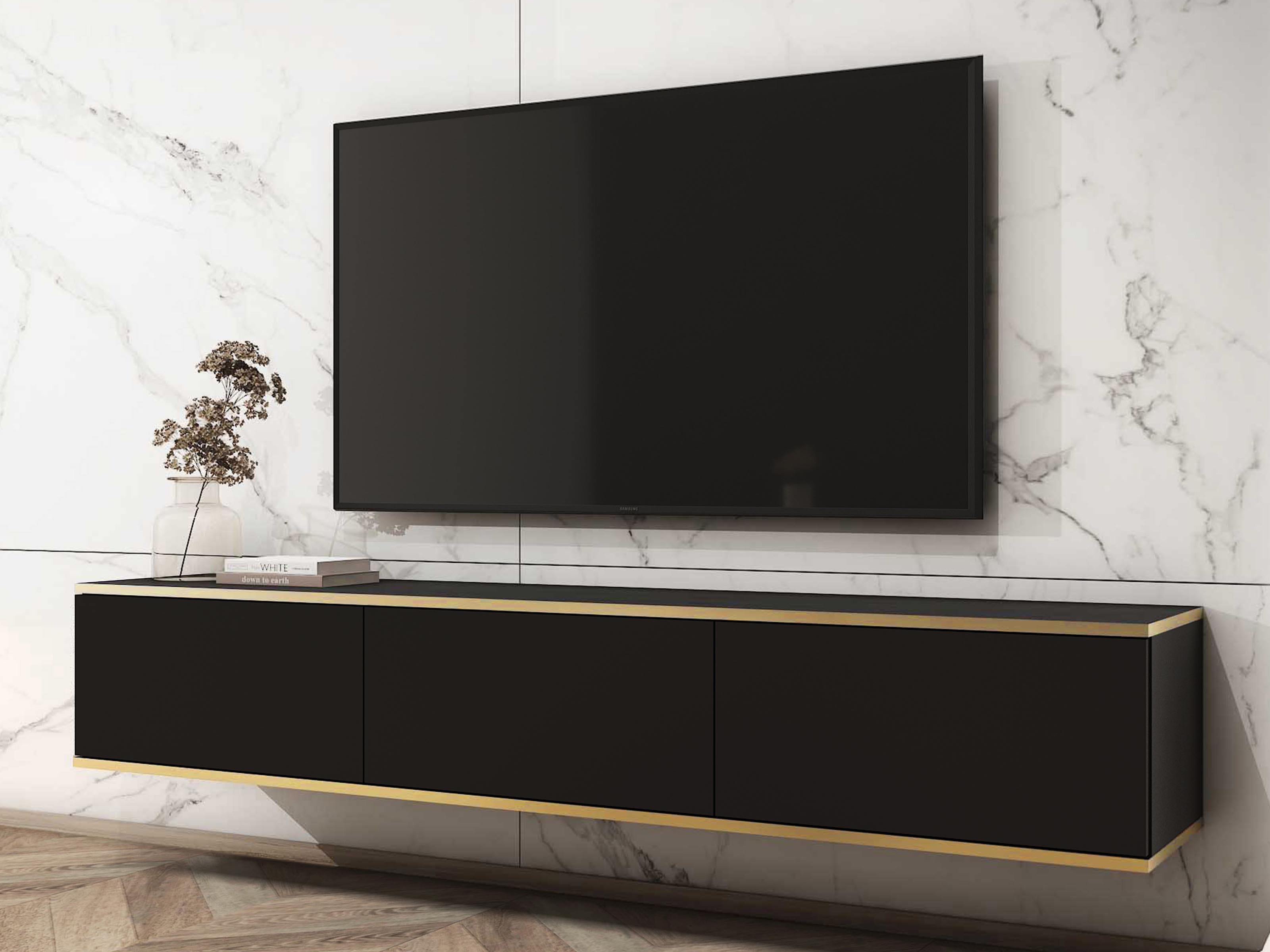 Tv-meubel OROKI 3 klapdeuren zwart