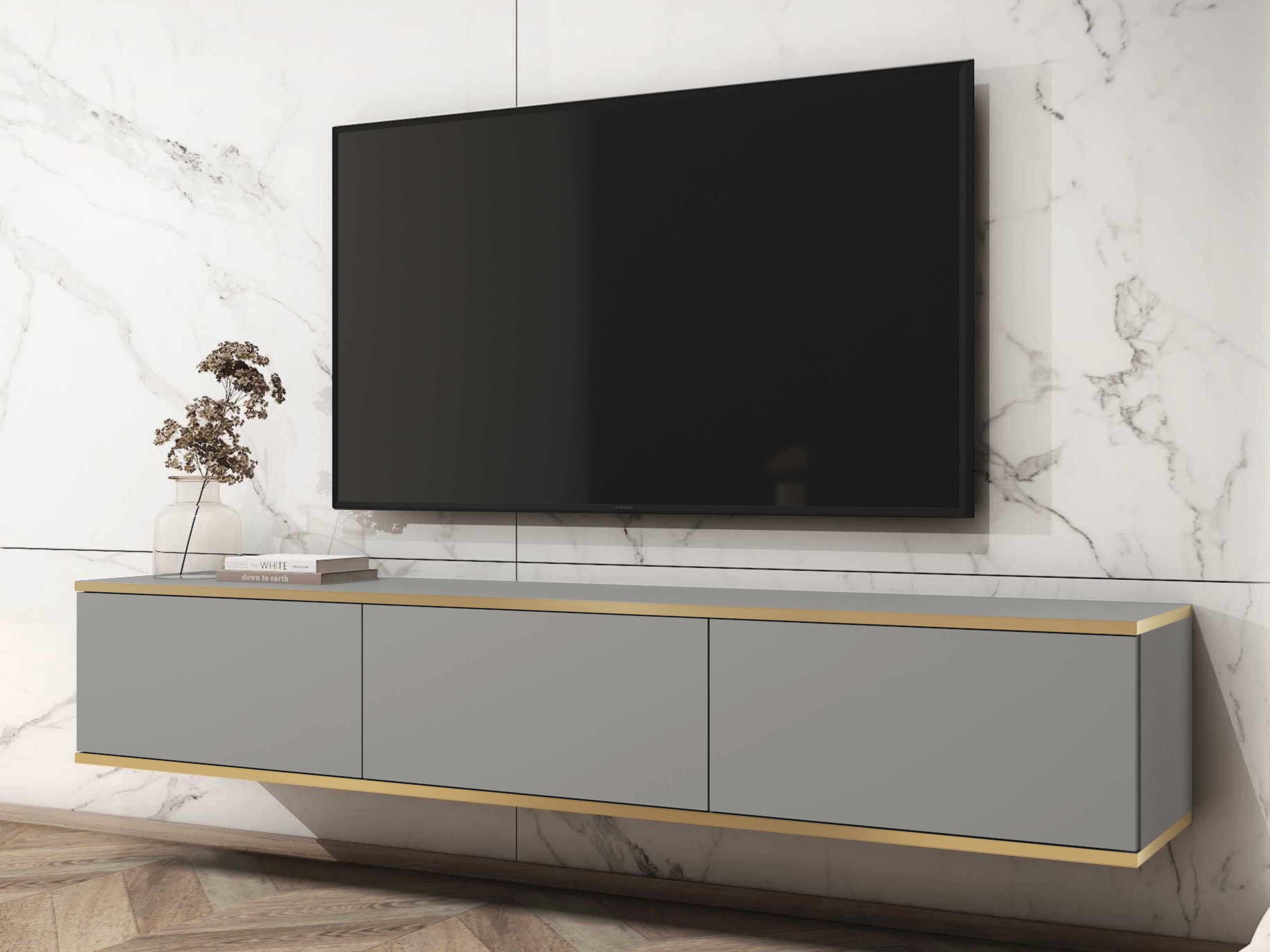 Tv-meubel OROKI 3 klapdeuren grijs