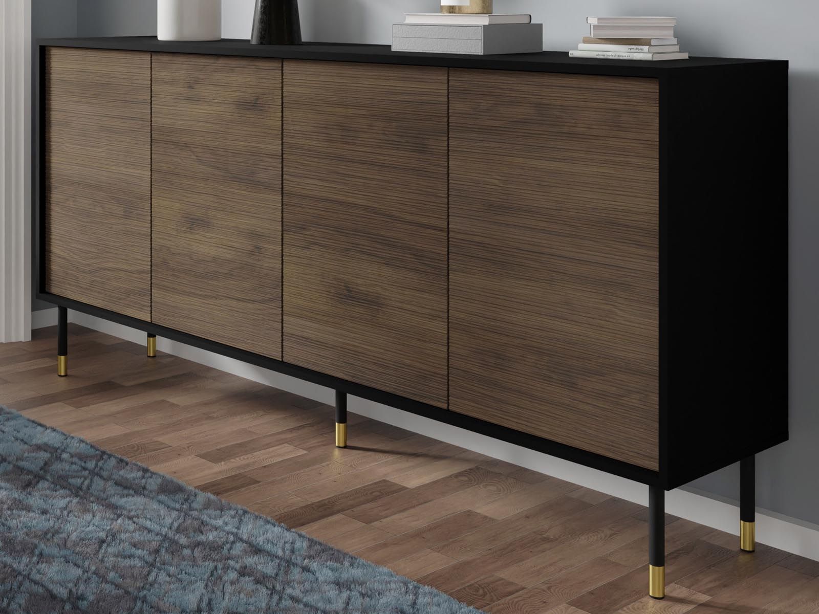 Dressoir SHERLOCK 4 deuren eik catania/zwart