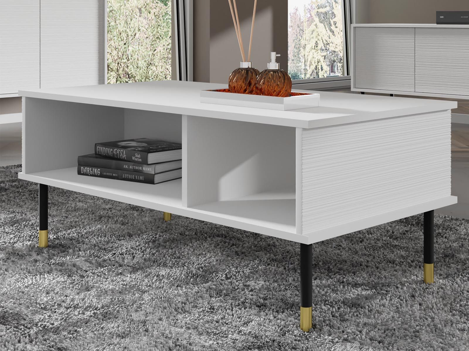 Salontafel SHERLOCK 110 cm mat wit
