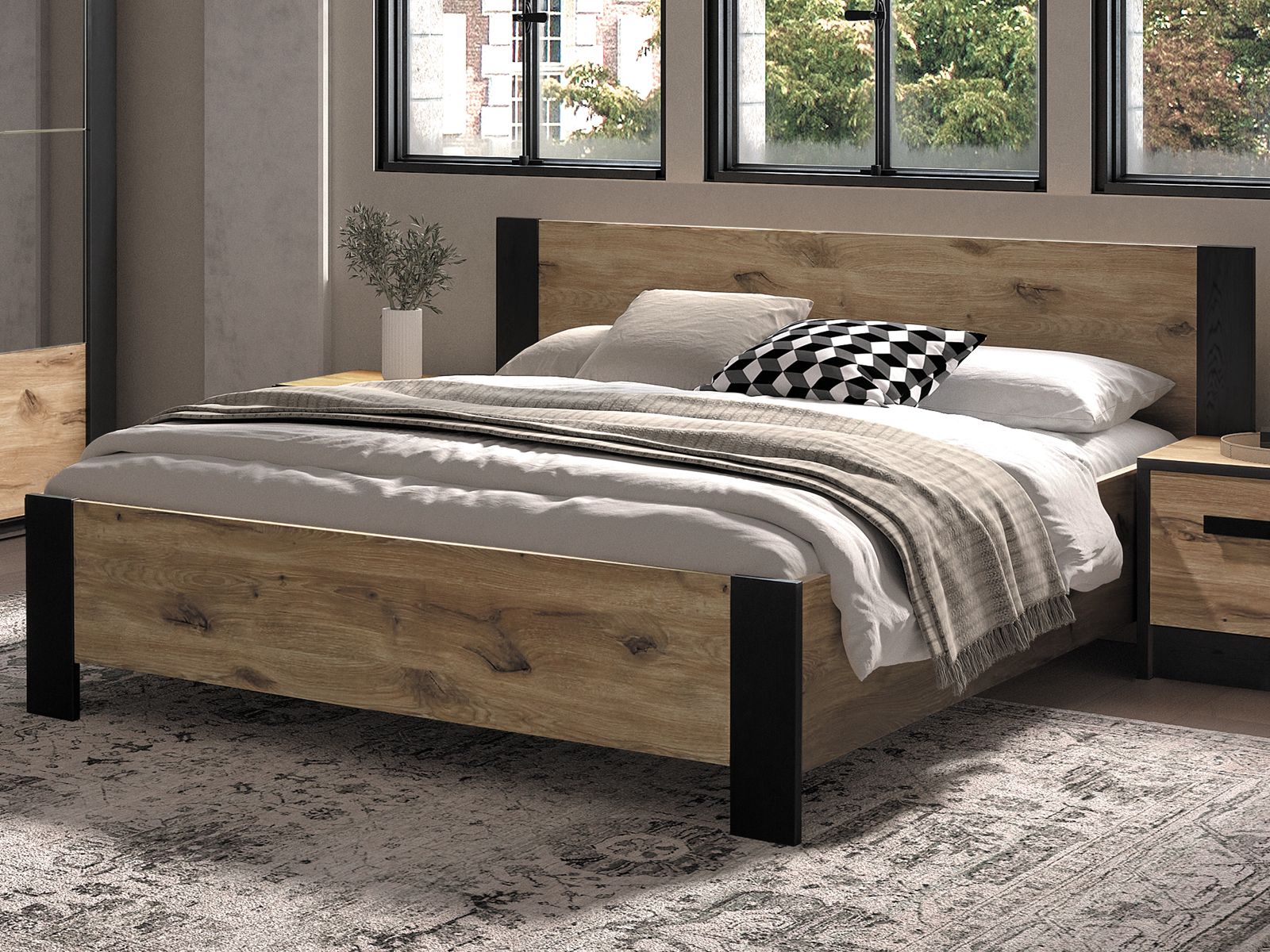 Tweepersoonsbed SOFOXO 140x200 cm canyon eik