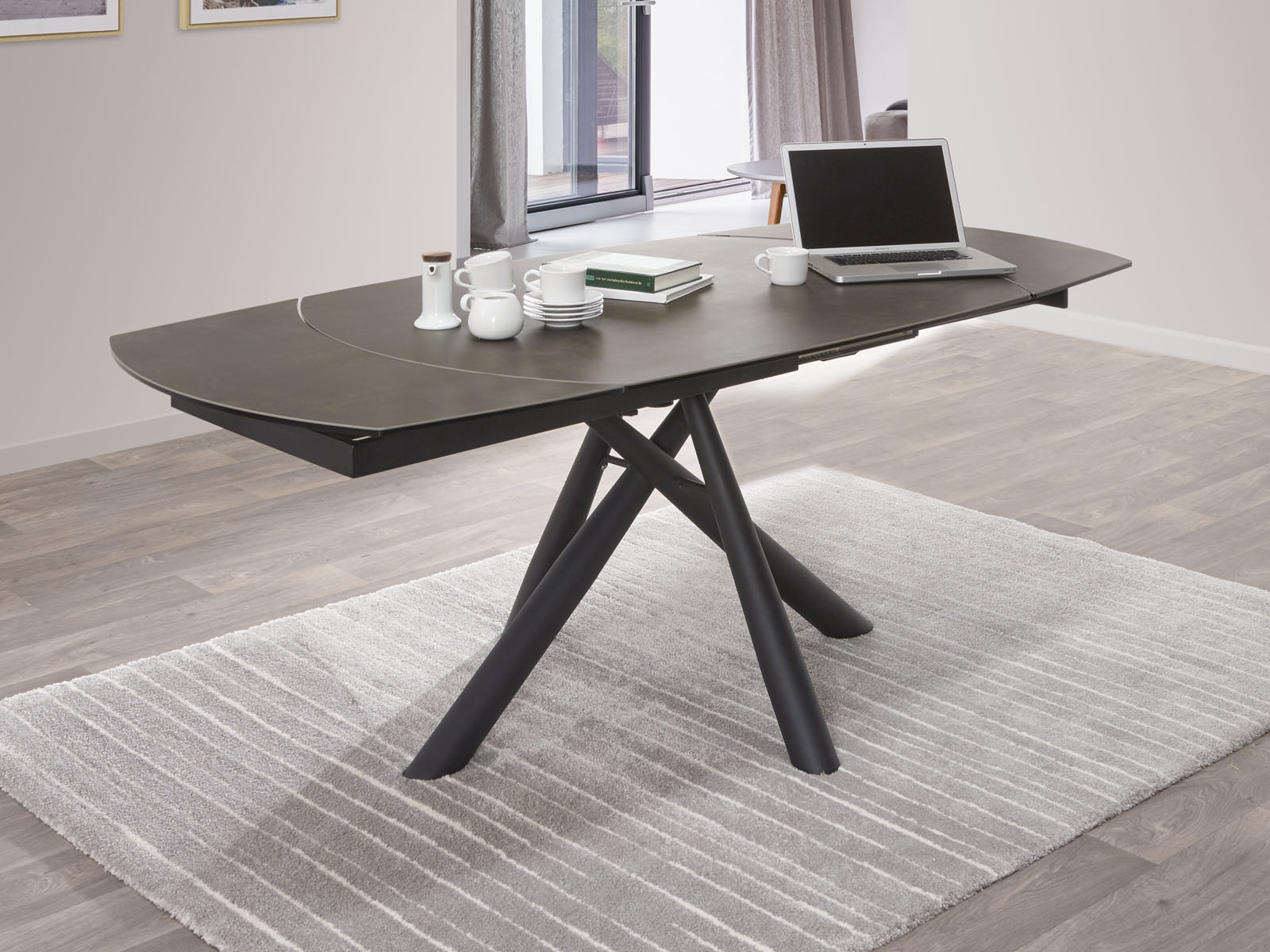 Mobistoxx Keramische eettafel CERANO 130-200 cm antraciet/zandkleur
