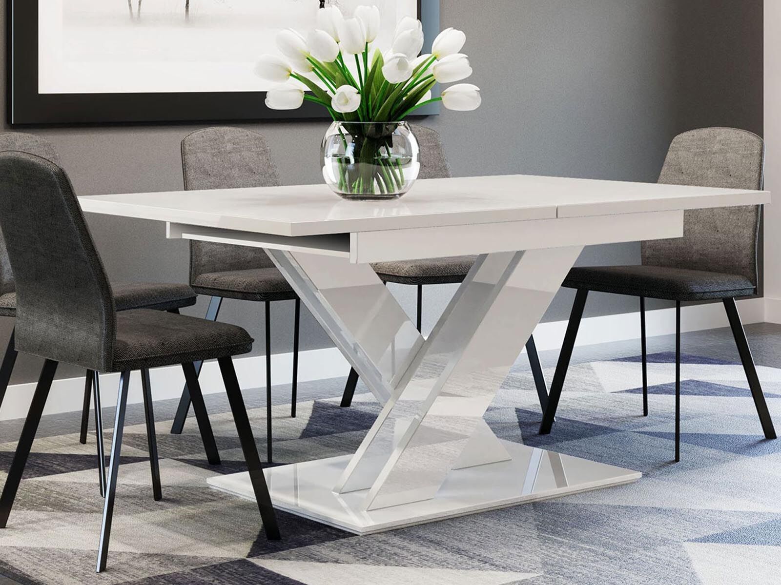 Verlengbare eettafel BRONNIE 140>180 cm hoogglans wit 