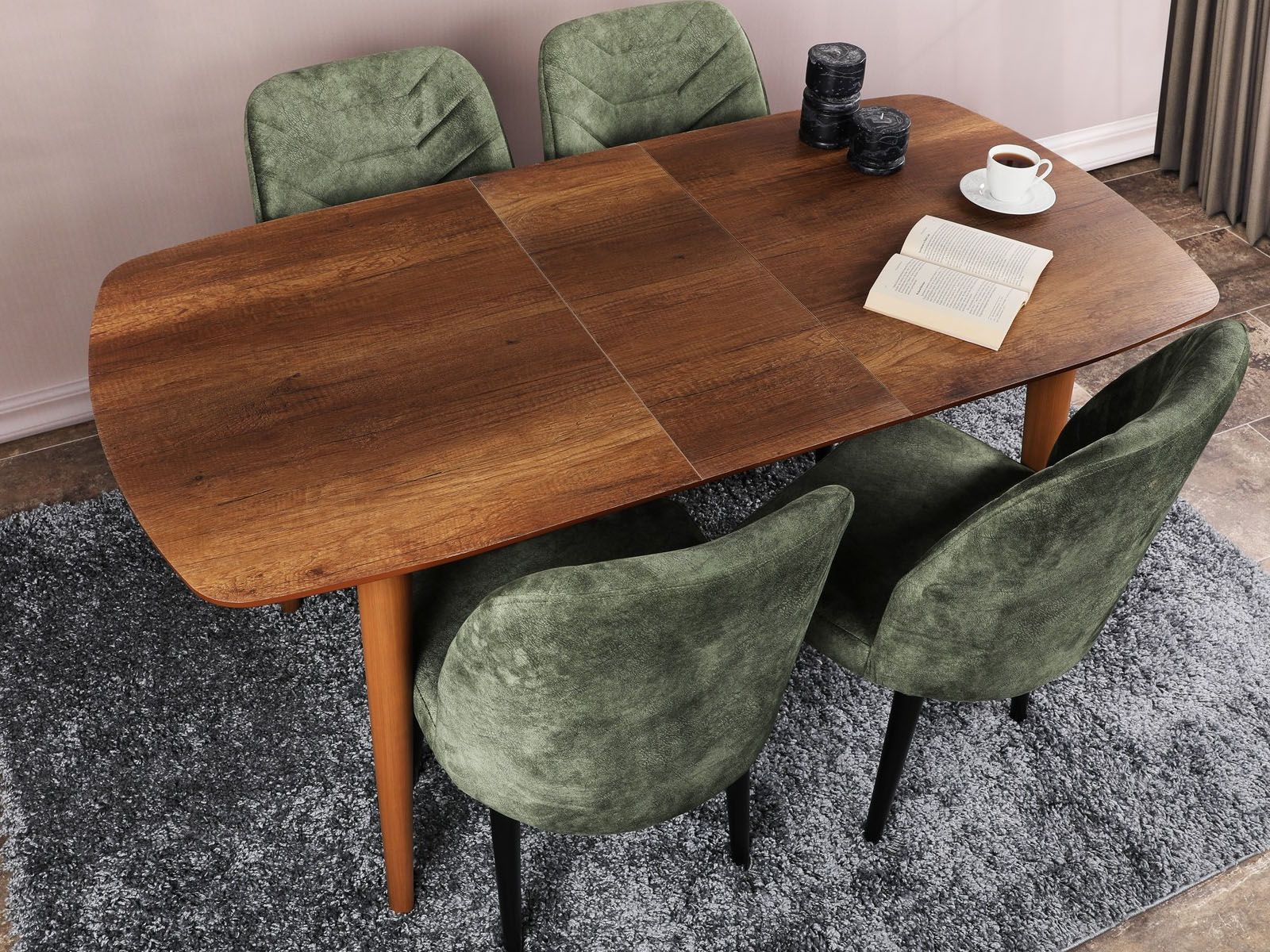 Verlengbare eettafel RETRIEVER 130 > 160 cm walnoot 
