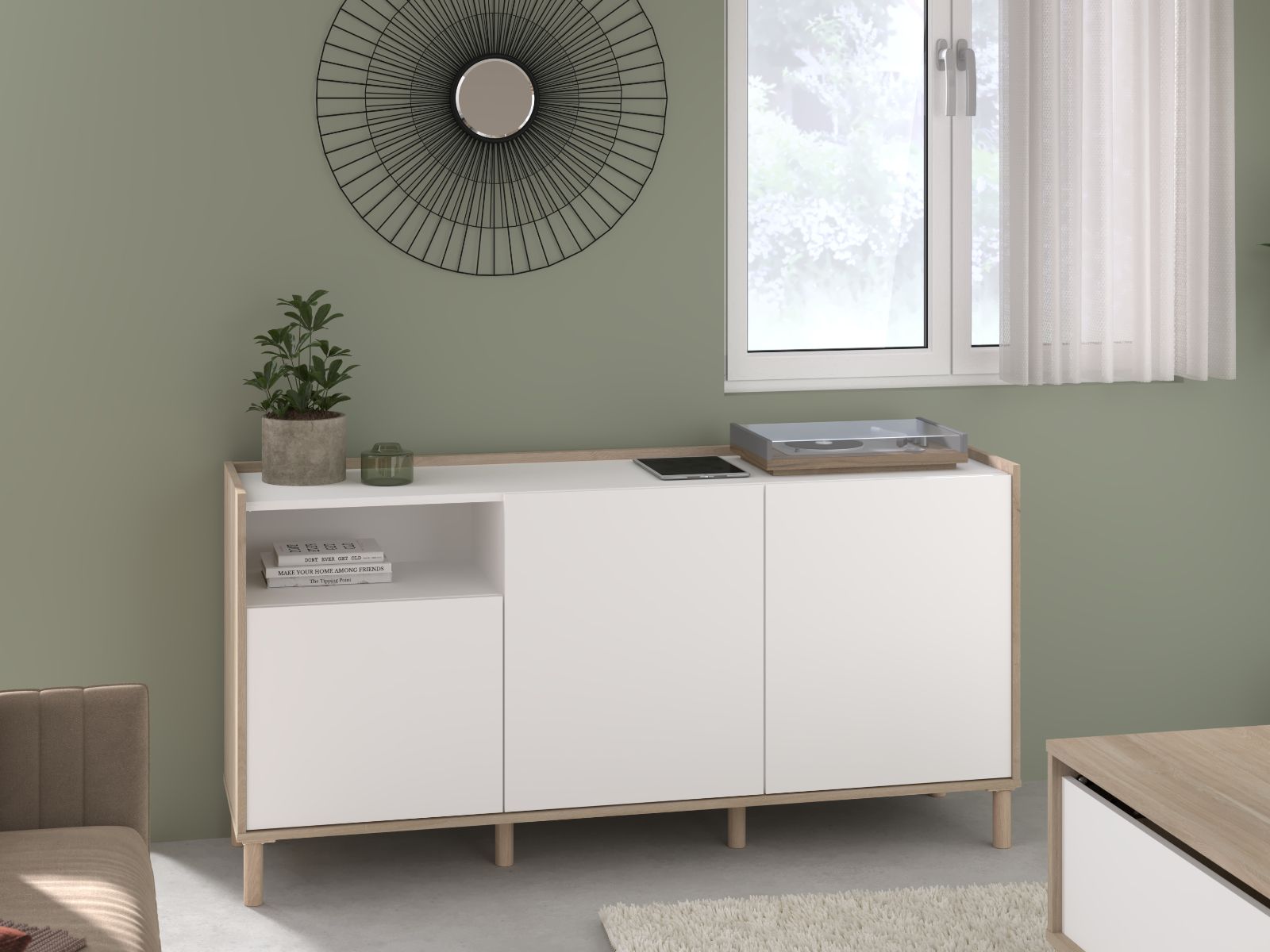 Mobistoxx Dressoir MORPHEE 3 deuren 1 lade japanse eik/wit