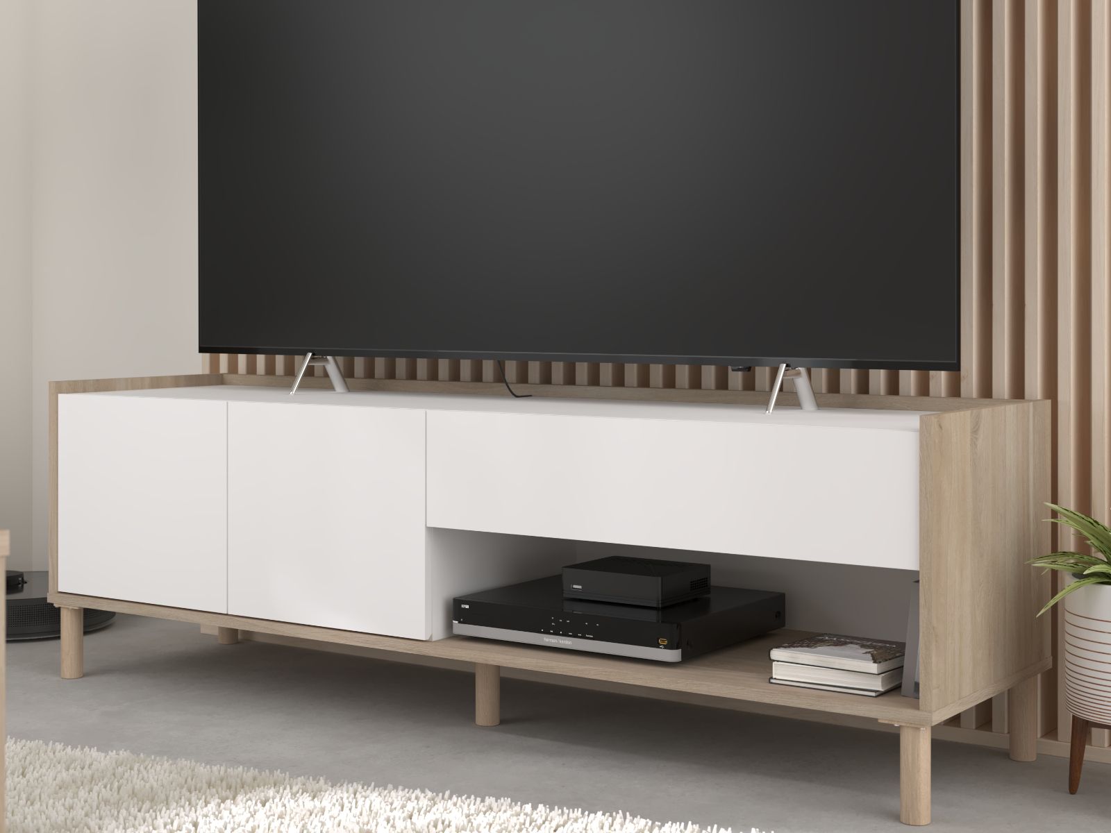 Mobistoxx Tv-meubel MORPHEE 2 deuren 1 lade 150 cm japanse eik/wit