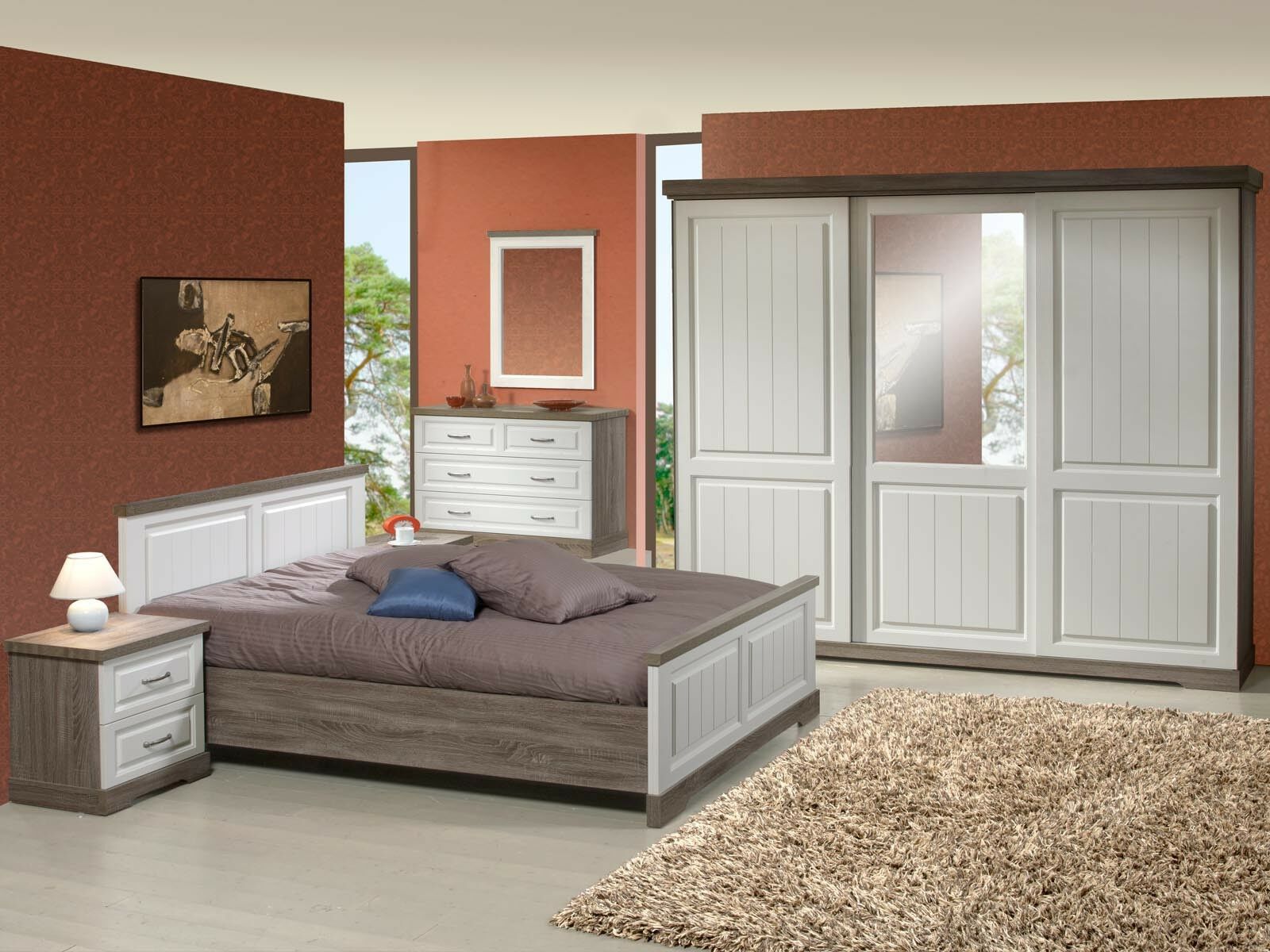 Complete slaapkamer IVANA IV 160x200 cm truffel/porselein