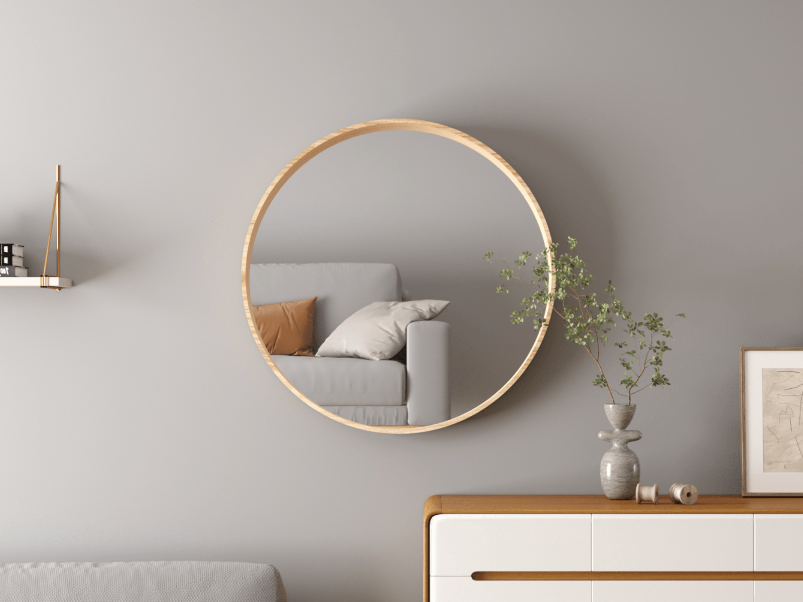 Ronde spiegel LINNA 80x80 cm oude eik