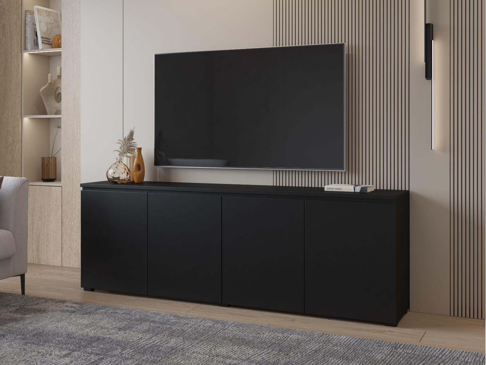 TV-/hifi-meubel MODOK 4 deuren zwart