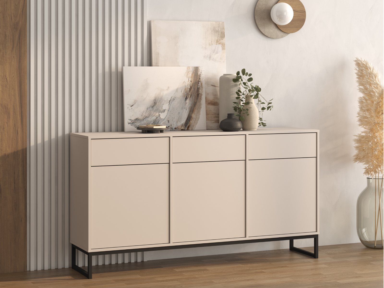 Mobistoxx Dressoir LAFITA 3 deuren 3 lades kasjmier