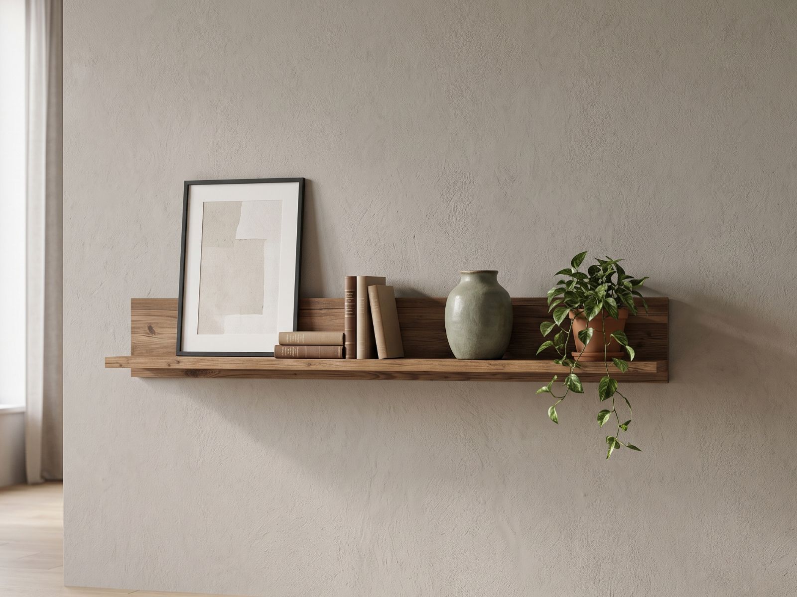Wandplank OLIANNE 147 cm appenzeller sparren/zwart