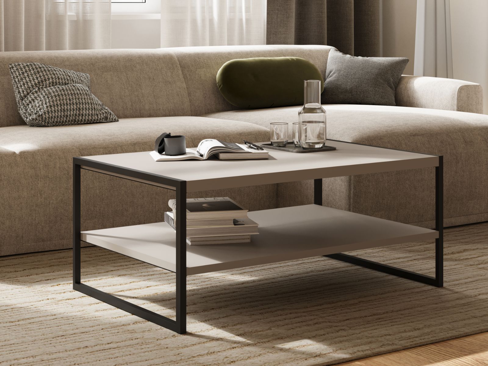 Salontafel EKOWA 100 cm taupe/zwart