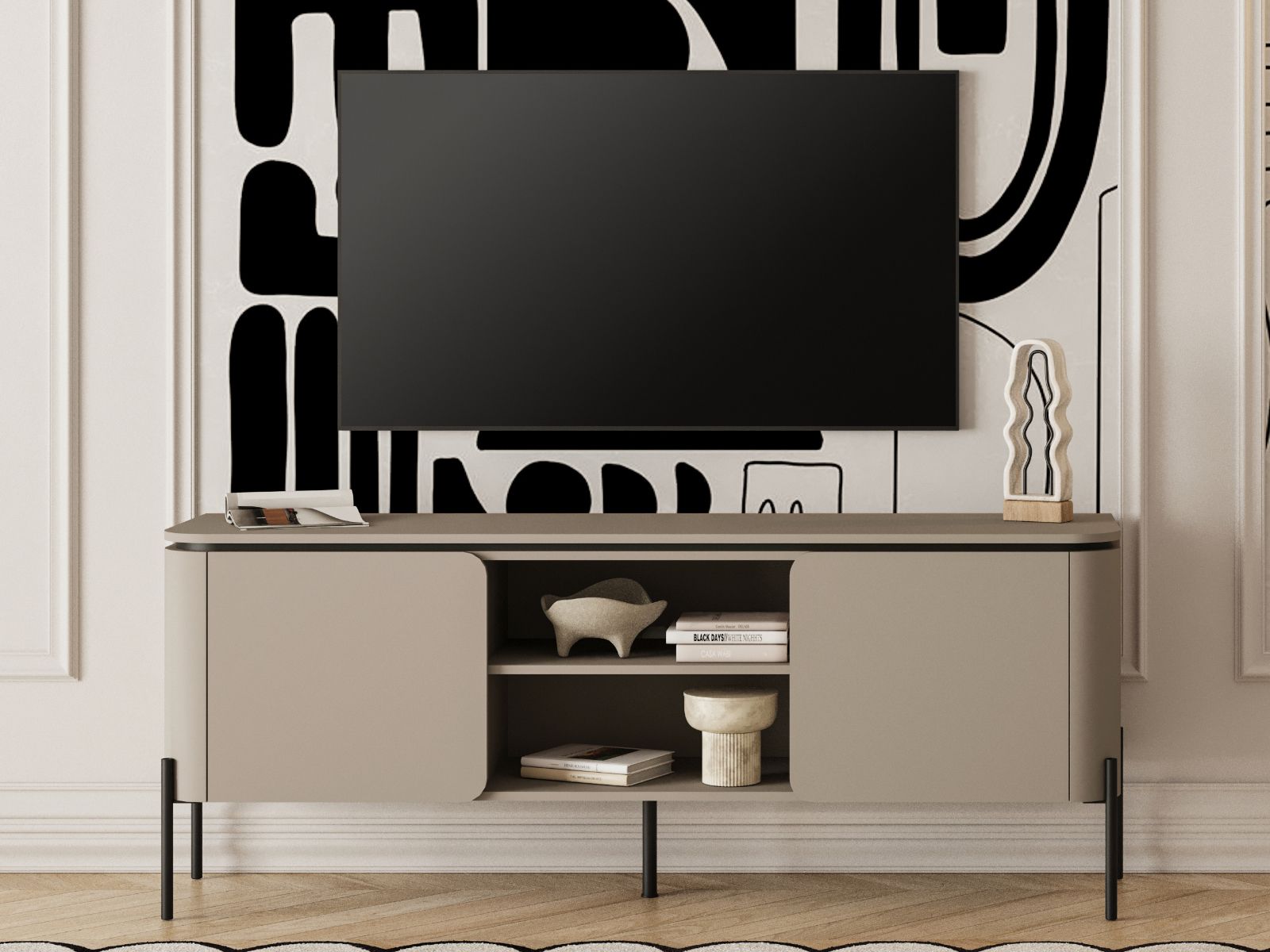 Tv-meubel BELLATRE 2 deuren taupe