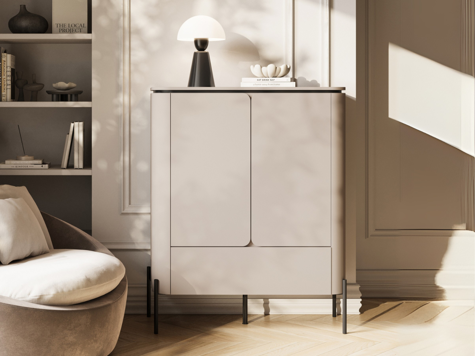 Commode BELLATRE 2 deuren 1 lade taupe