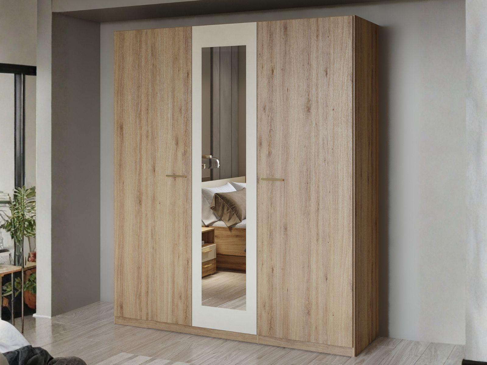 Kast VERTIGO 3 deuren wilde eik met spiegel