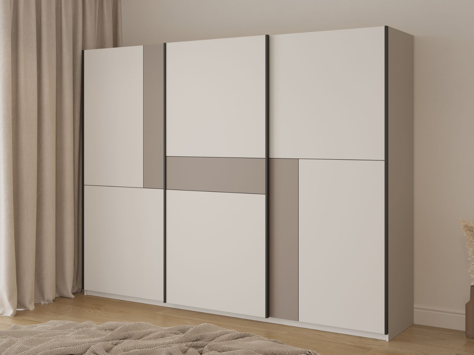 Kledingkast CUBER 3 schuifdeuren kasjmier/taupe