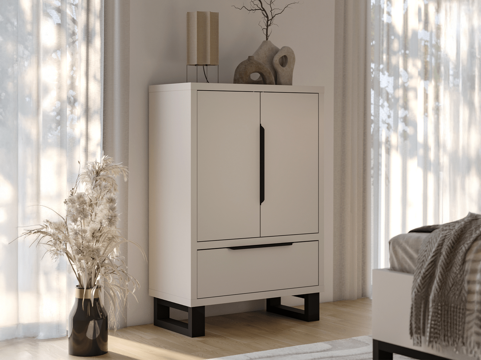 Mobistoxx Commode HAMETTE 2 deuren 1 lade kasjmier