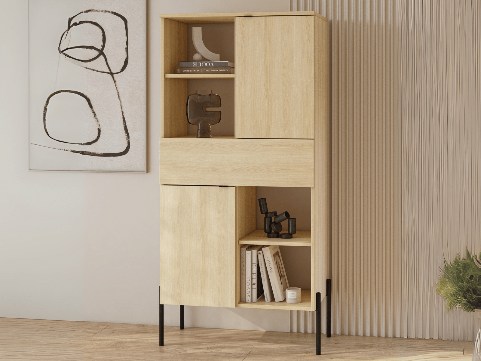 Kast ORES 2 deuren 1 lade lindberg eik afbeelding