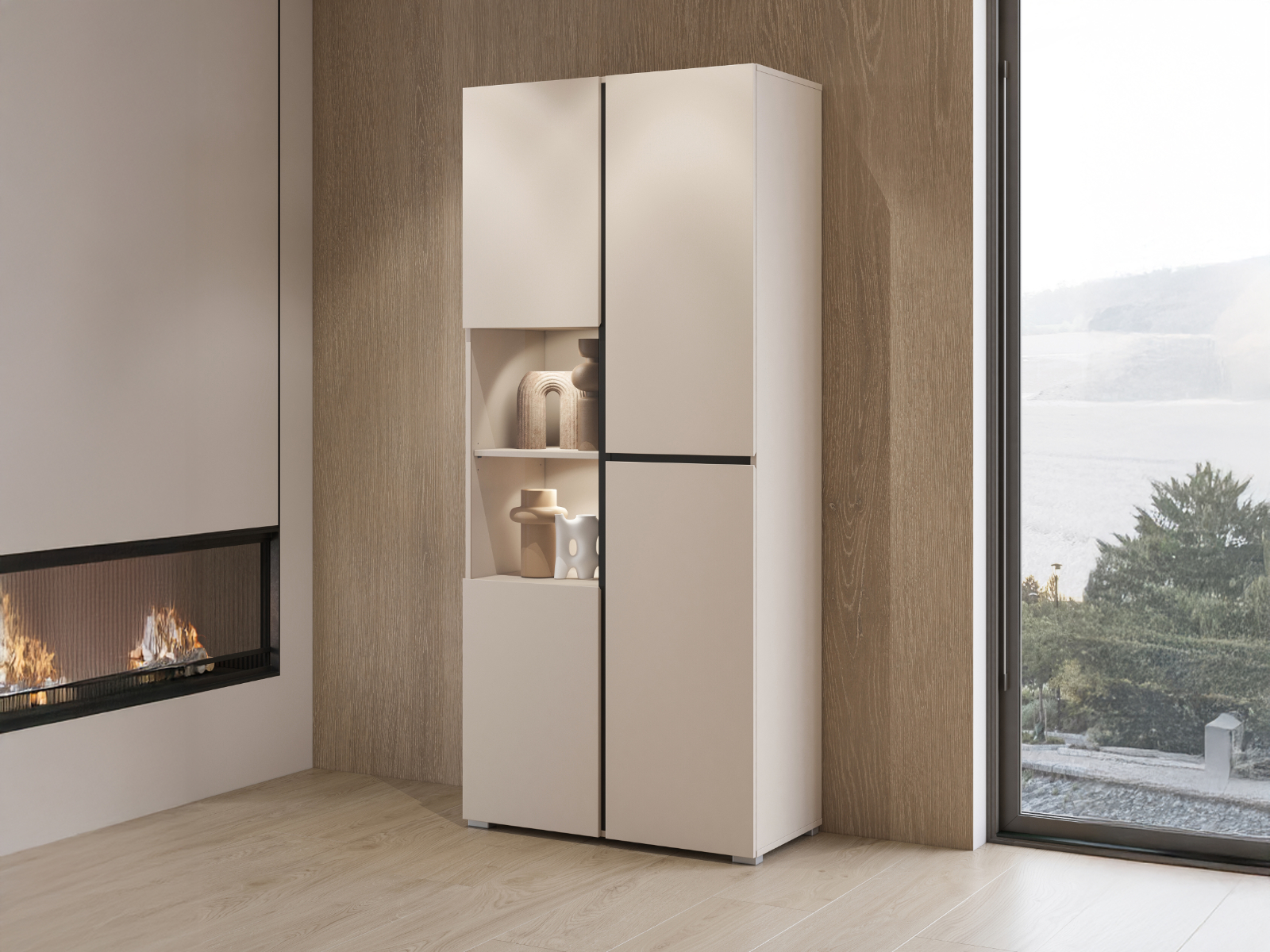 Mobistoxx Vitrinekast CROSSAIR 3 deuren kasjmier