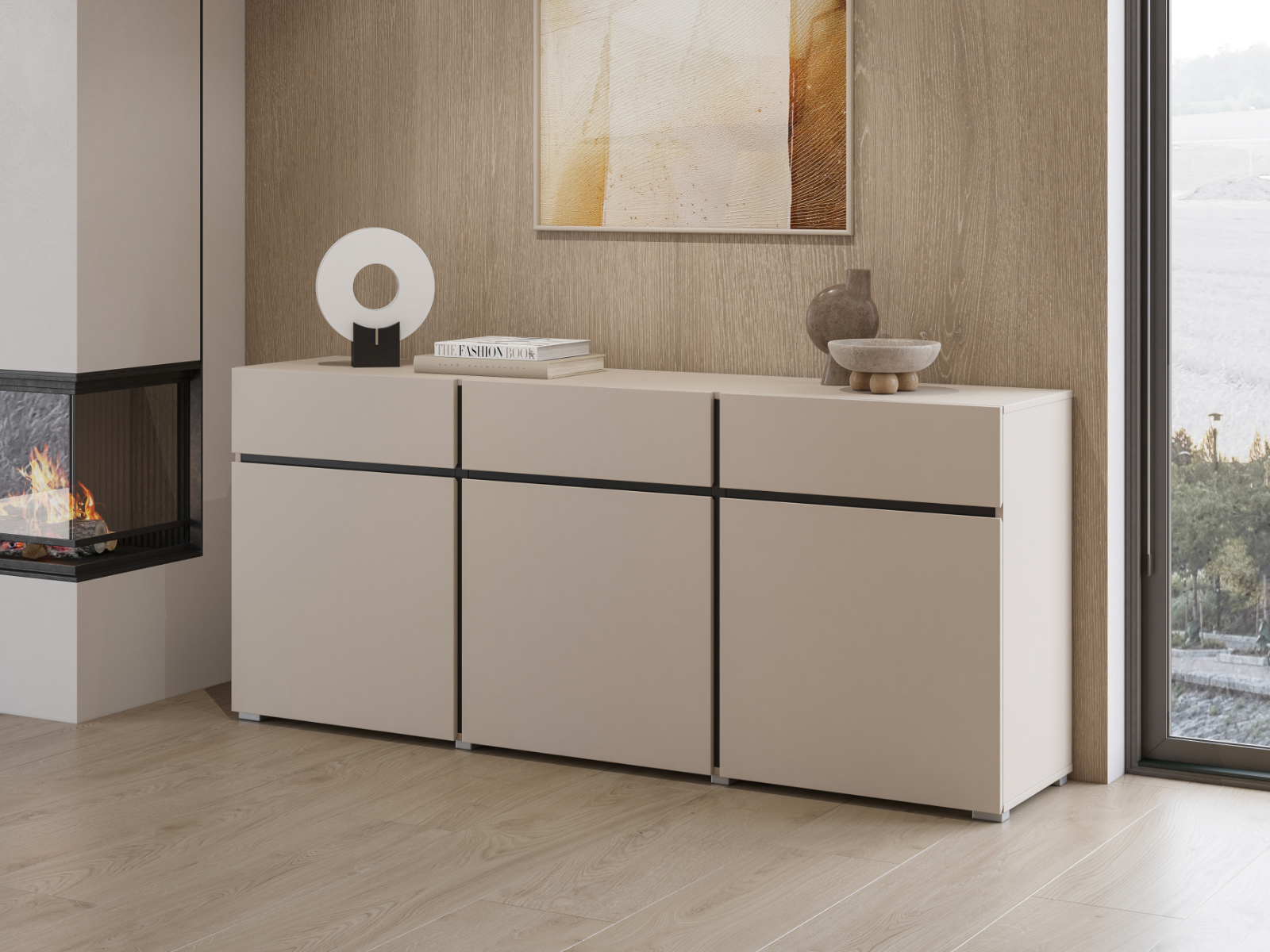Mobistoxx Dressoir CROSSAIR 3 deuren 3 lades kasjmier